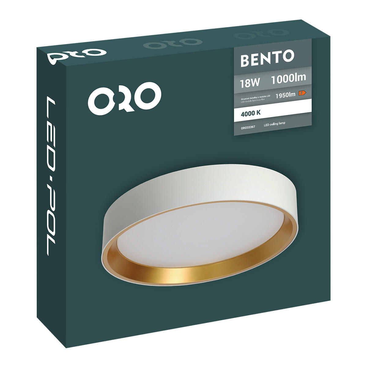 Plafon LED Bento 18W 1000 lm IP20, biały/złoty - 2