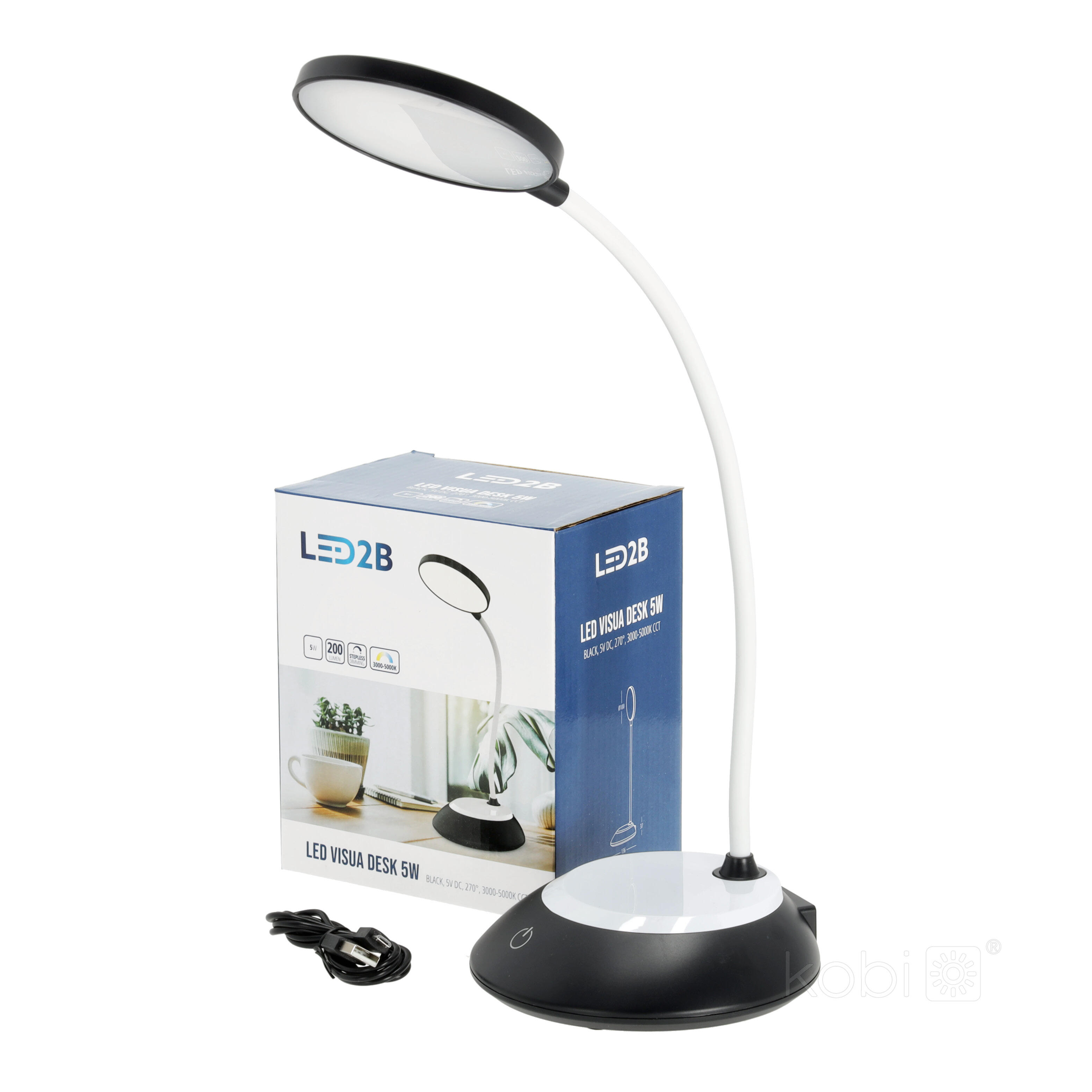 Lampka biurkowa Led Visua Desk 5W 200lm USB-A ściemnialna czarna - 4