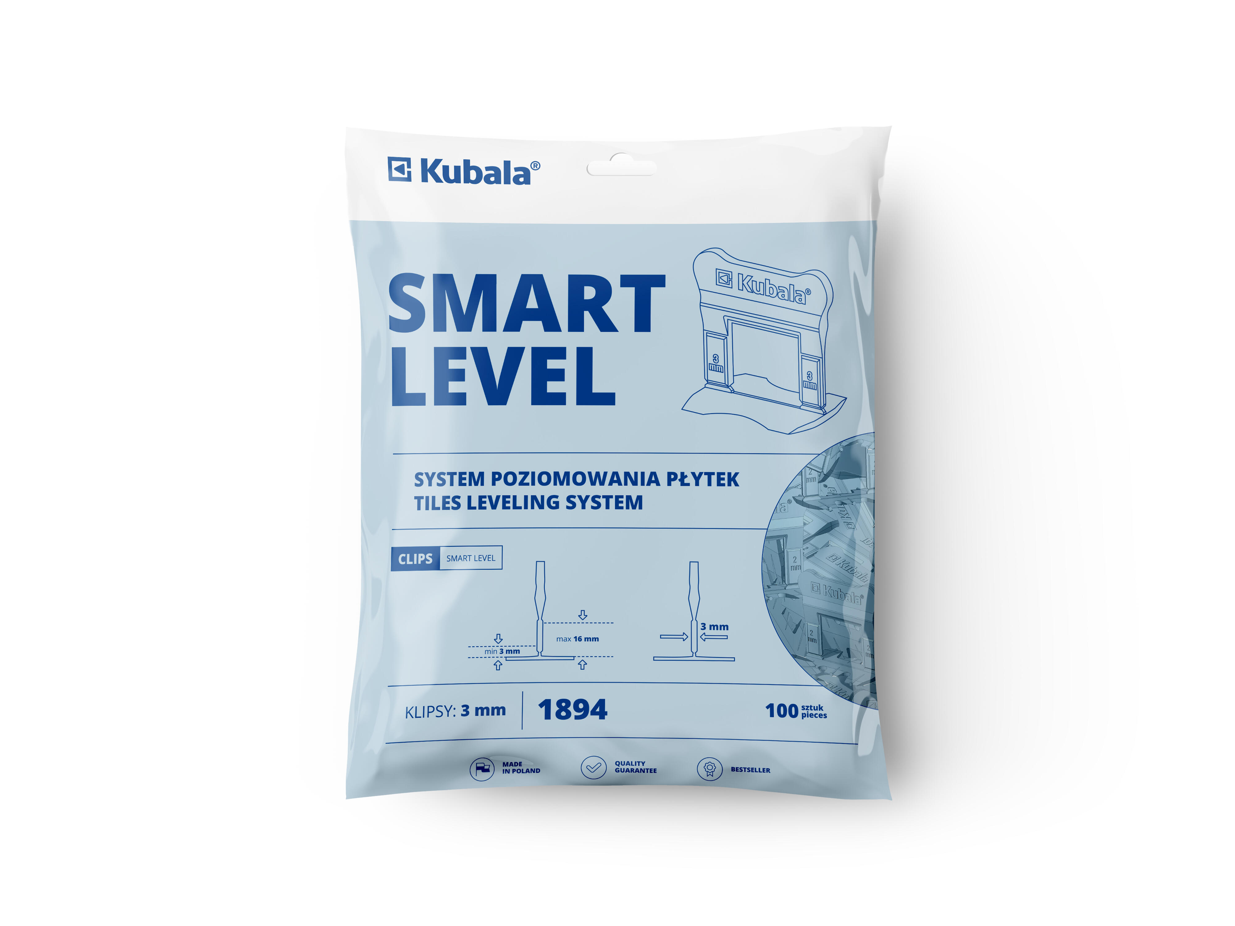 Klipsy Smart Level Kubala 3 mm, 100 szt. - 2