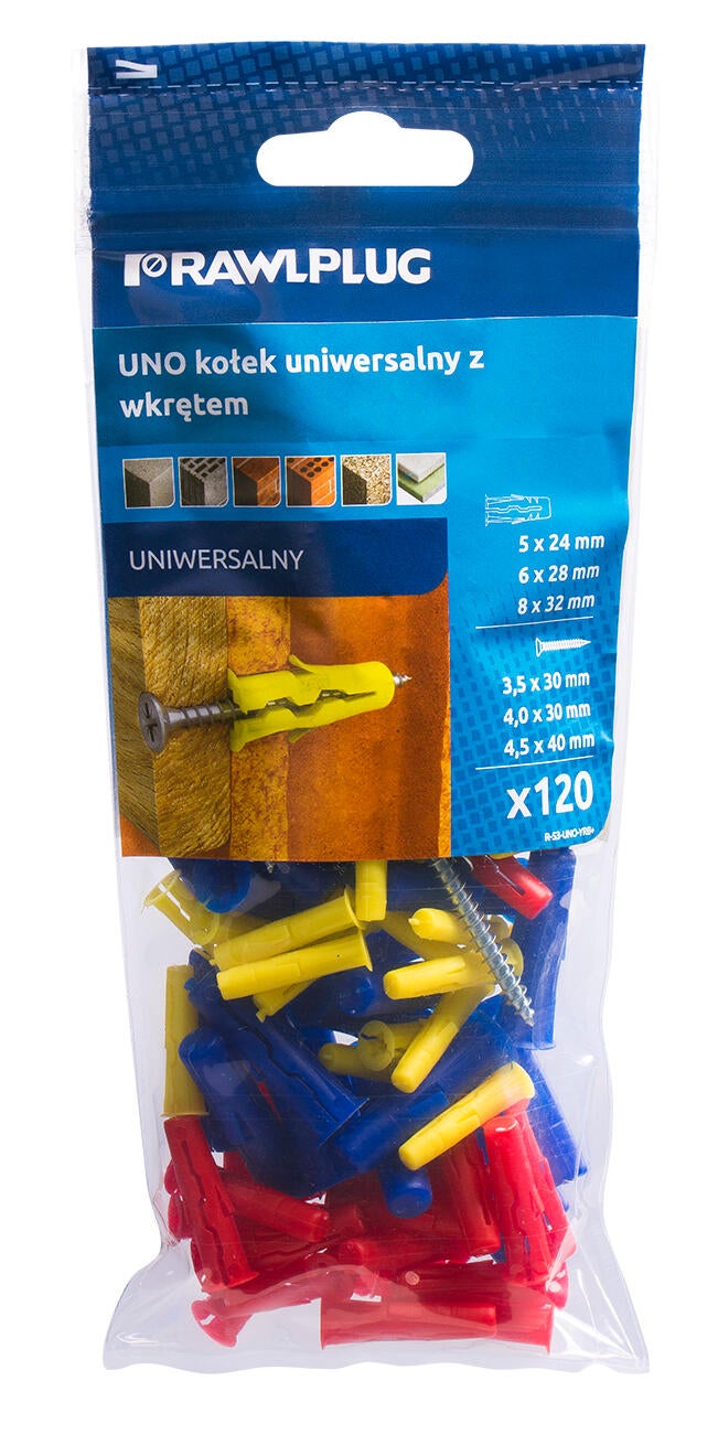 Mix UNO kołek uniwersalny fi 5, 6, 8 mm z wkrętem (60 szt.) - 3