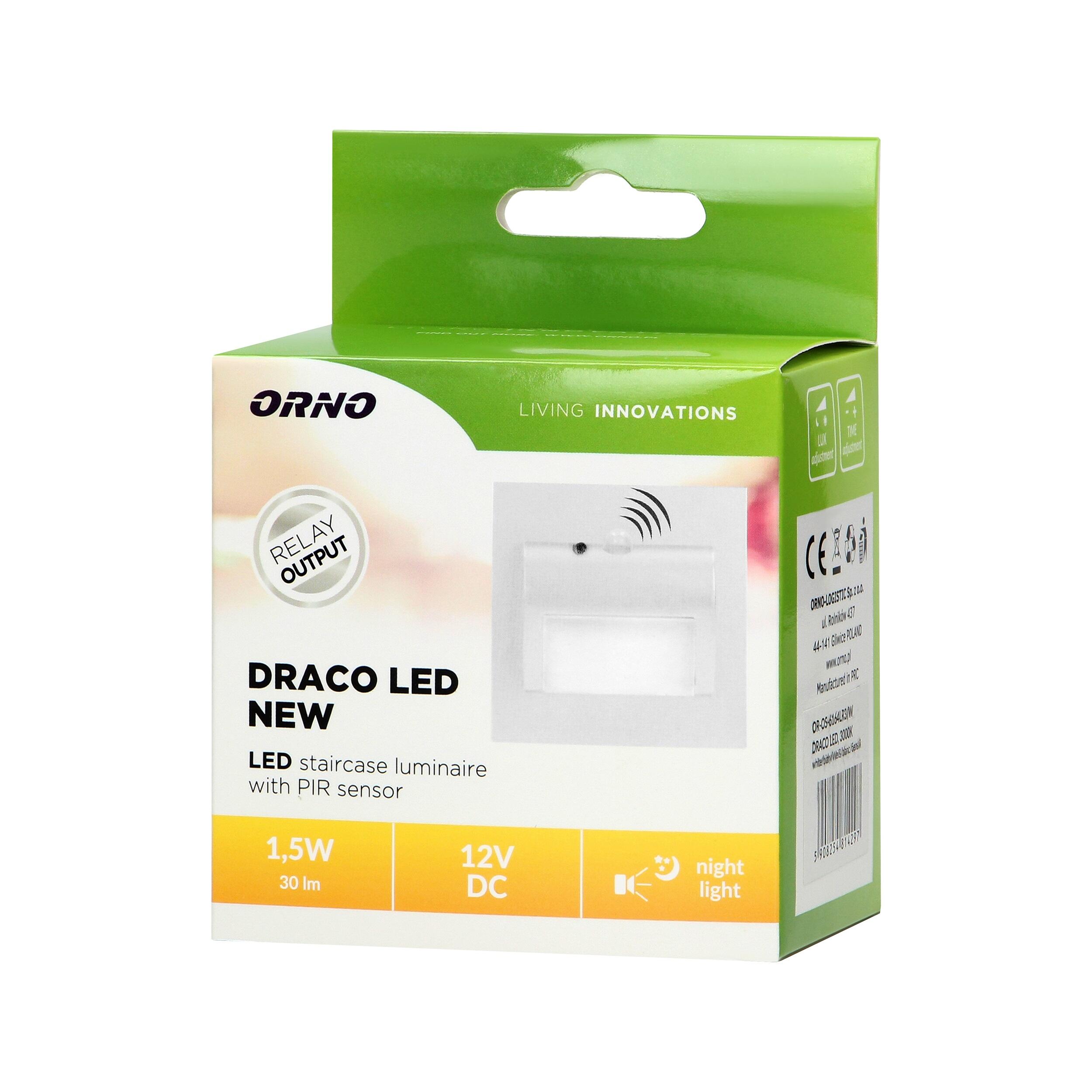 Oprawa schodowa podtynkowa puszka fi60, satynowa, 1,5W, 30Lm, 3000K, zasilanie 12V DC, czujnik ruchu i zmierzchu - 2