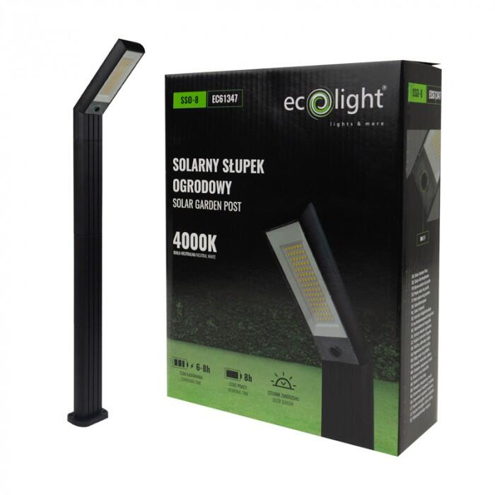 Słupek solarny SSO-8 75lm 1,8Ah IP44 czarny - 3