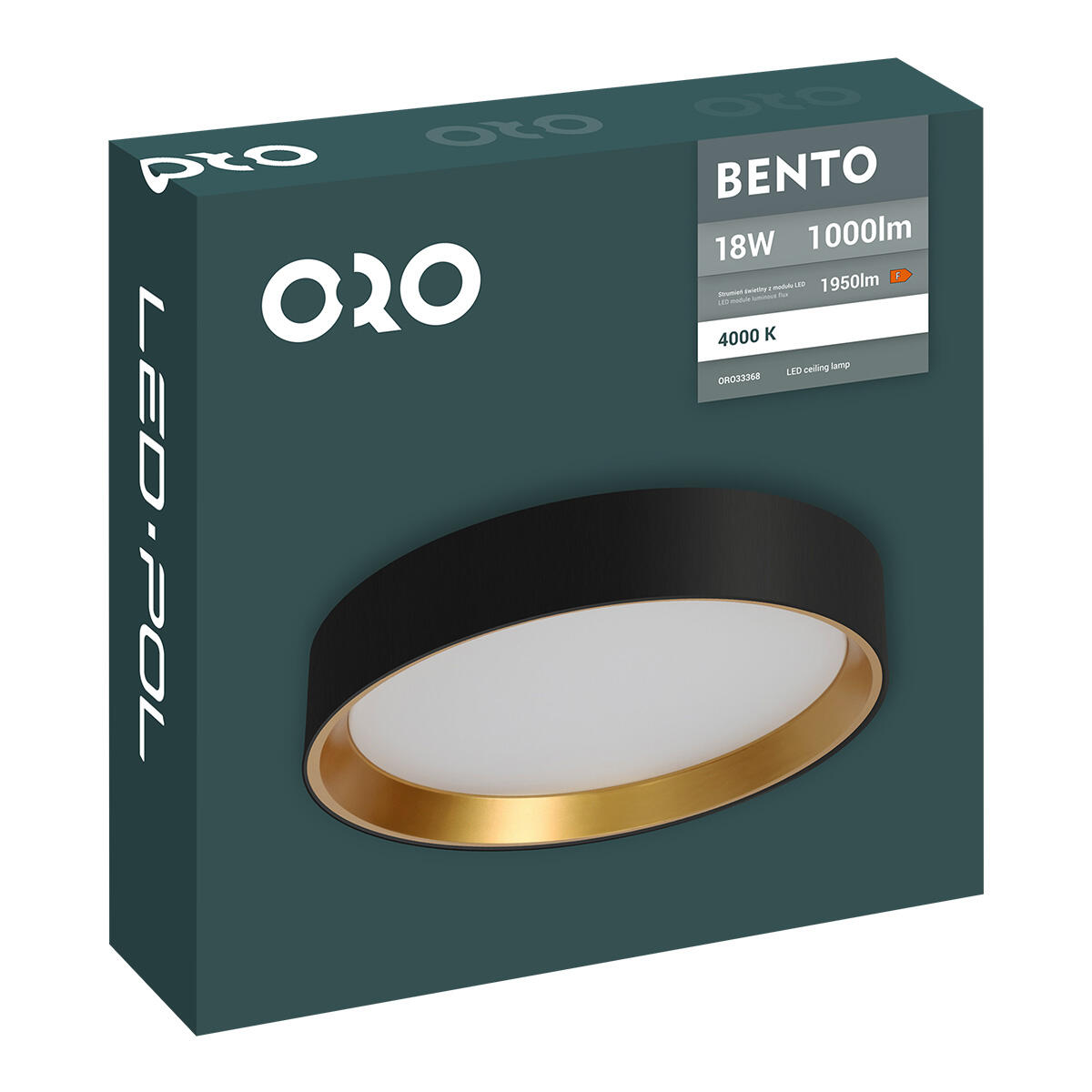 Plafon LED Bento 18W 1000 lm IP20, czarny/złoty - 2