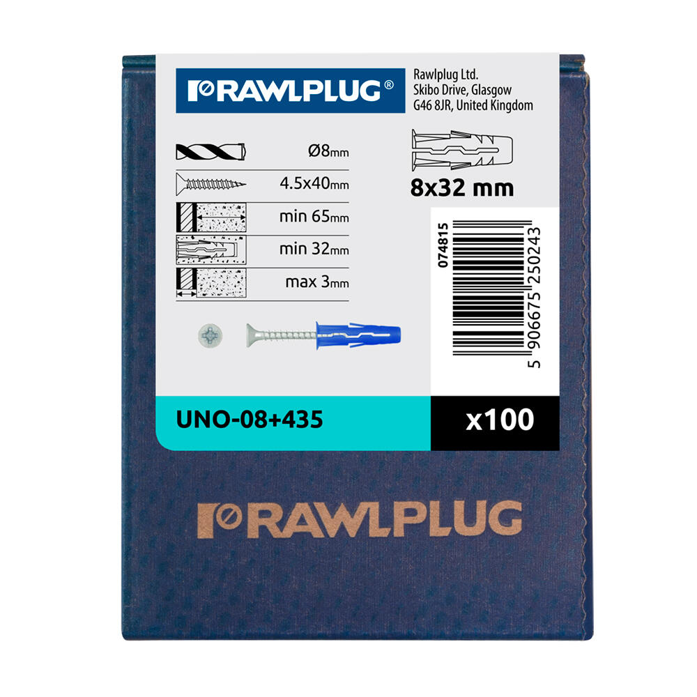Kołek rozporowy uniwersalnyUNO fi 8 z wkrętem 4.5x35 mm (100 szt.) - 2