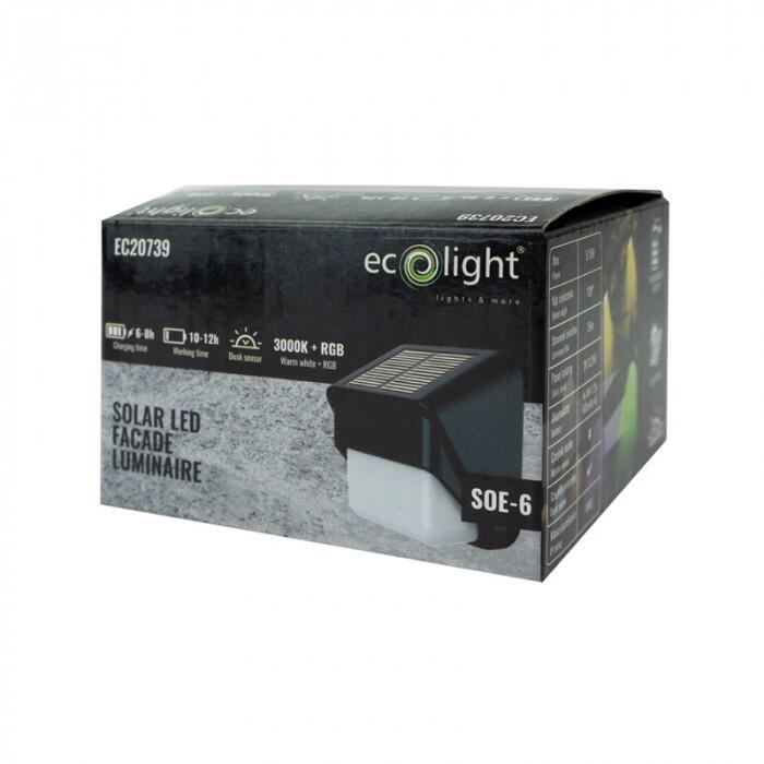 Oprawa solarna elewacyjna SOE-6 15lm 600 mAh IP65 czarna - 3