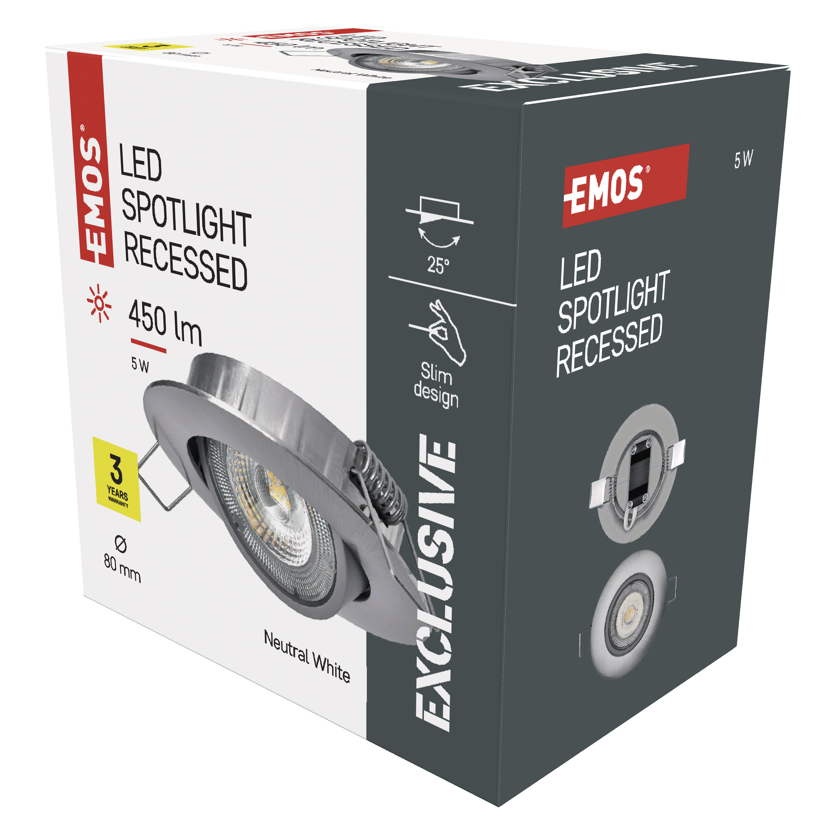 Oczko LED okrągłe 5W 450Lm 3000K IP20 kolor nikiel - 2