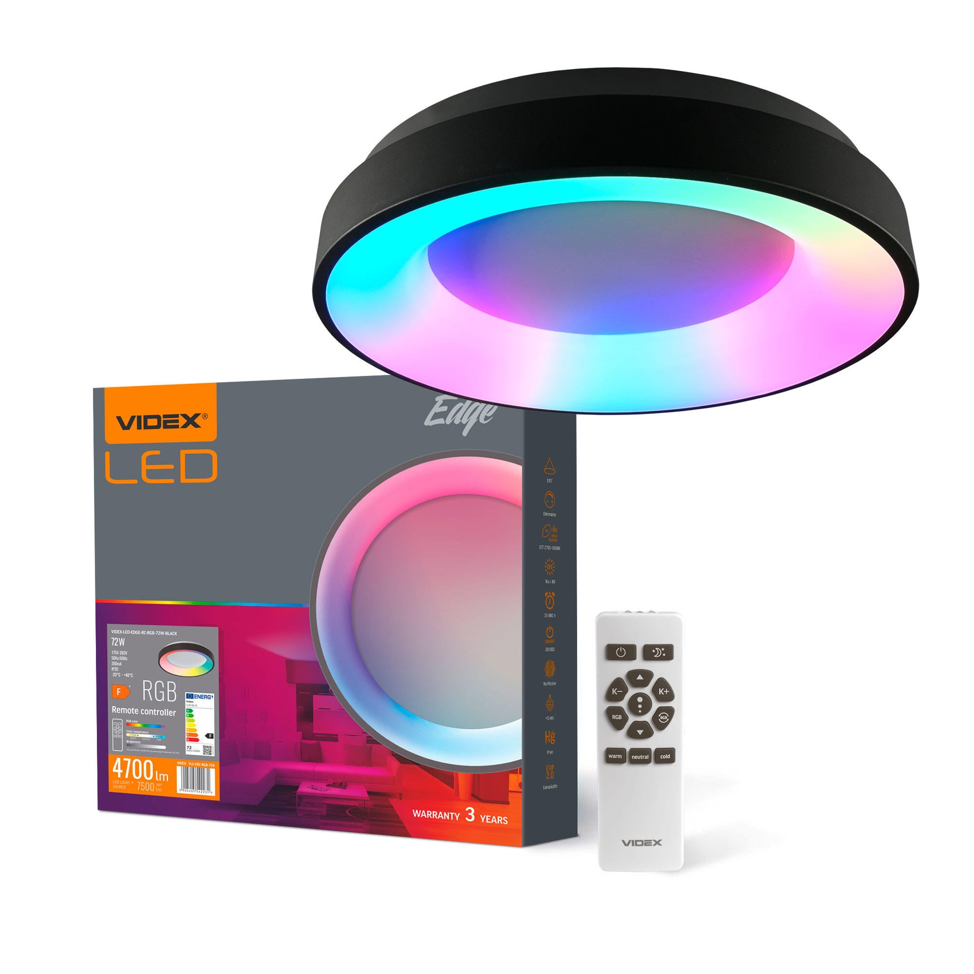 Plafon LED Edge 72W 4700lm RGB czarny - 3