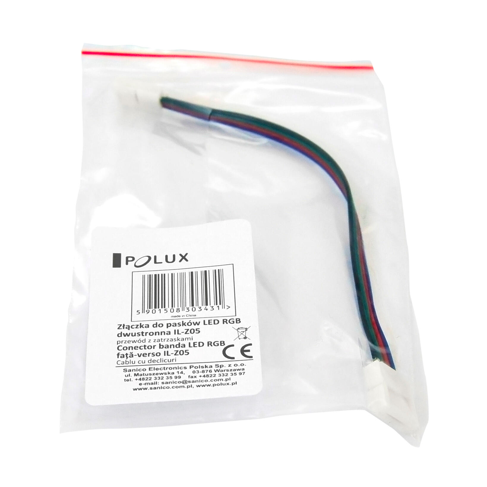 Złącze kątowe do taśm LED RGB 10mm 4 pin dwustronne 12 24V DC 3A - 3