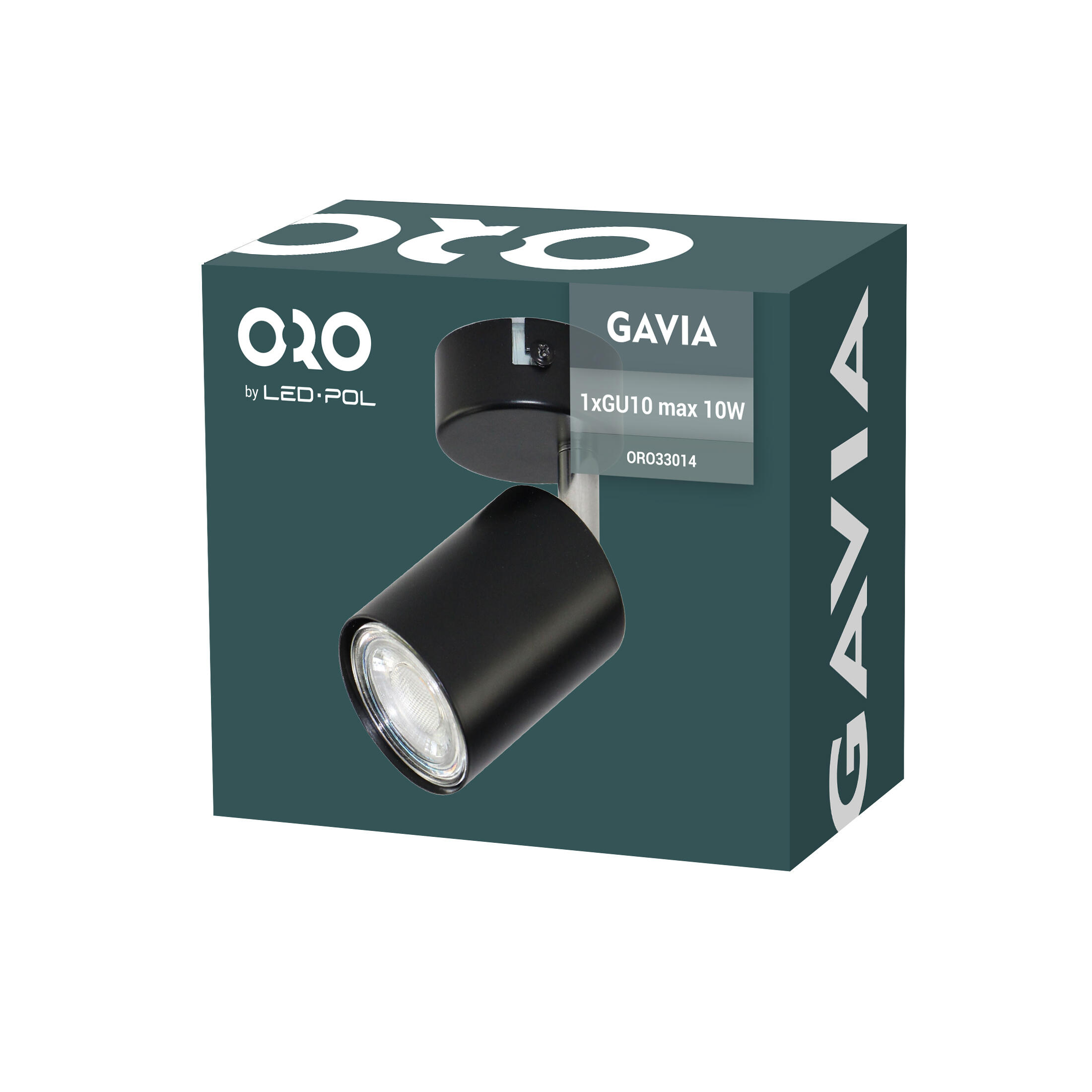 Lampa ścienno-sufitowa GAVIA 1xGU10 kolor czarny, kinkiet, obrotowy - 2
