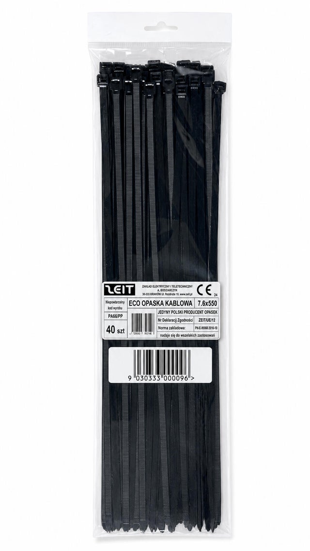 Opaska kablowa UV 7,6x550 mm 40 szt czarna