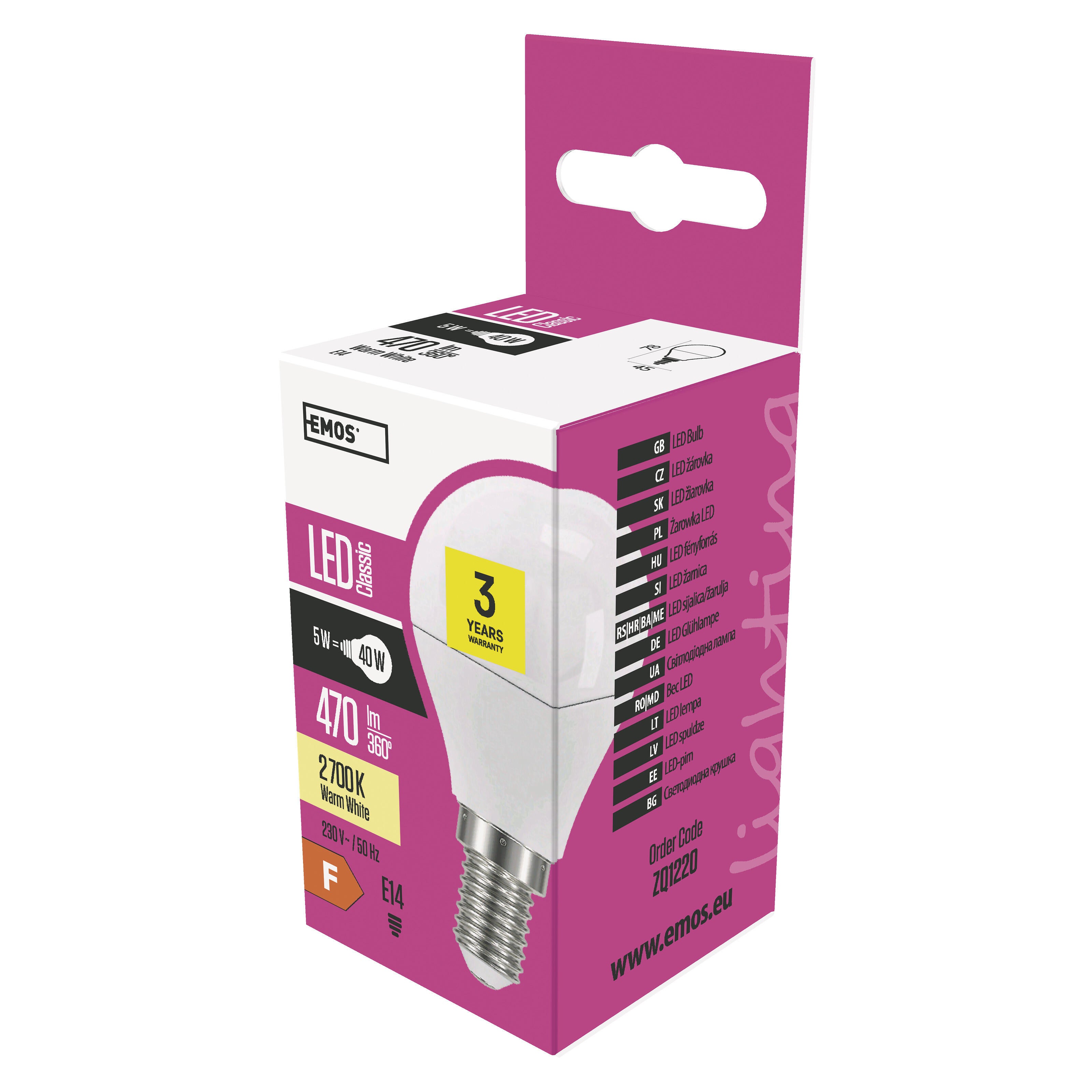 Żarówka LED E14 kulka 4,2W 470lm3000K - 3