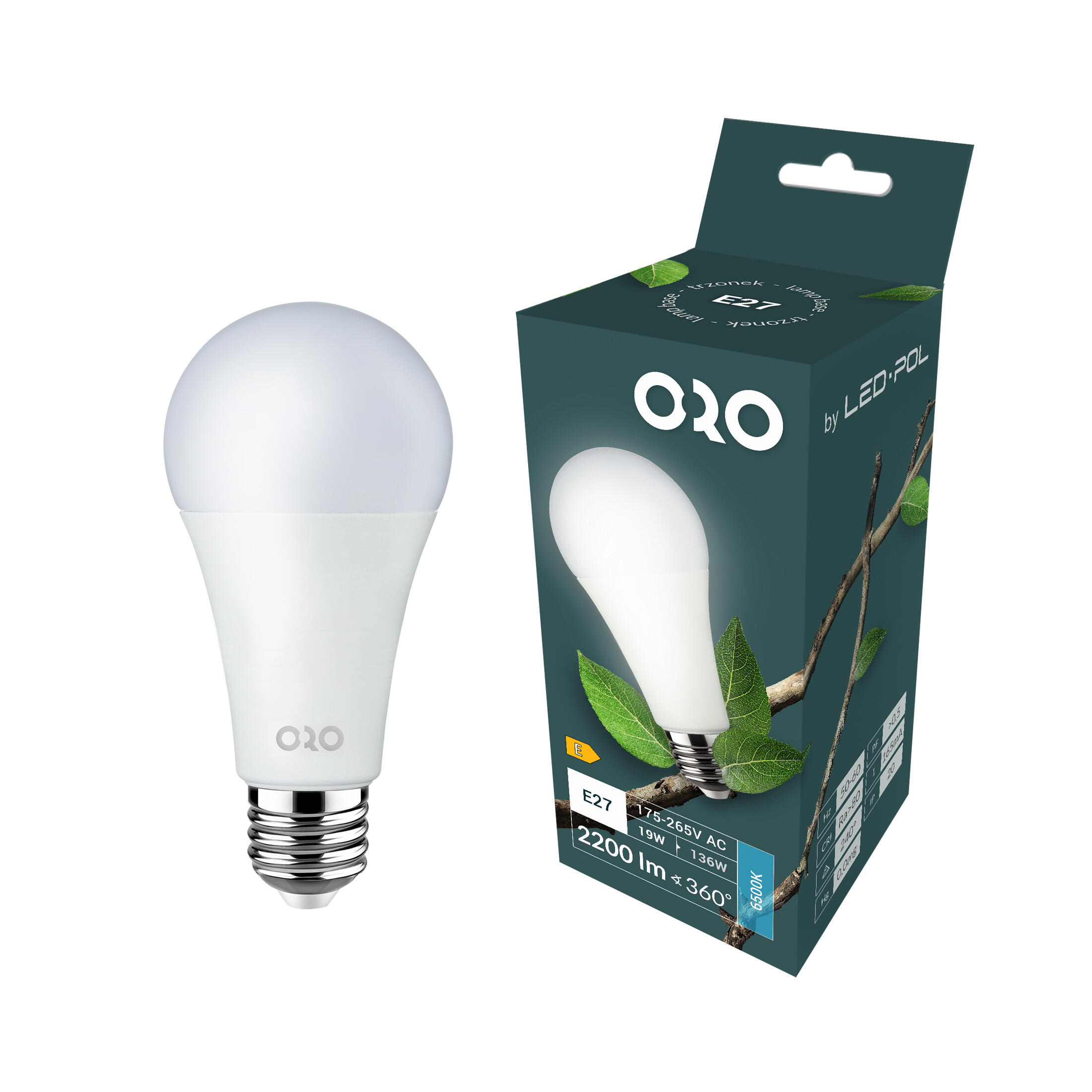 Żarówka LED E27 A60 19W 2200lm 6500K - 3