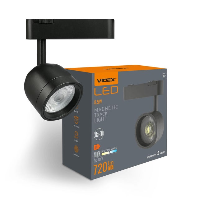 1-fazowa oprawa LED na szynoprzewód magnetyczny LA76B 8,5W 720lm czarna