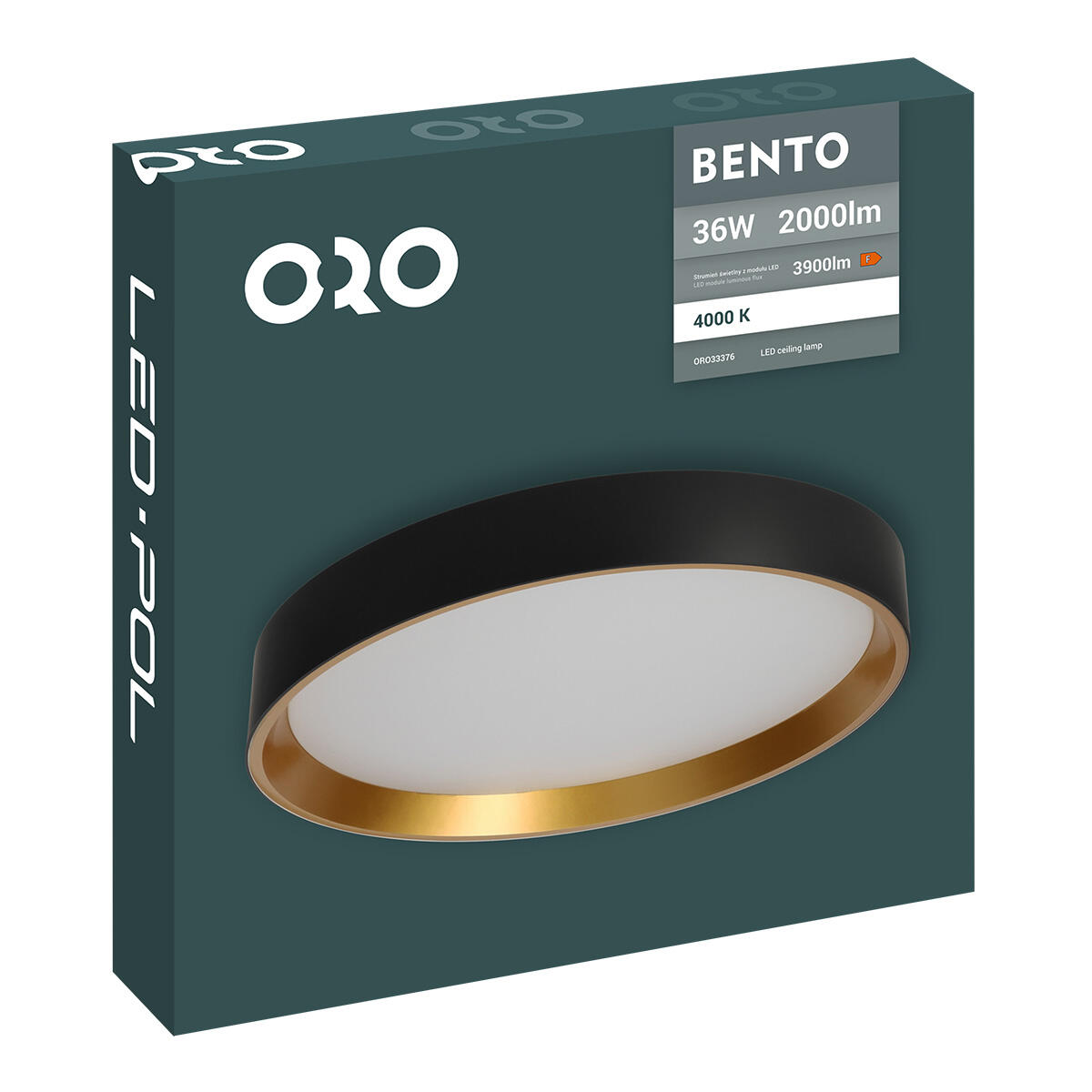 Plafon LED Bento 36W 2000 lm IP20, czarny/złoty - 2