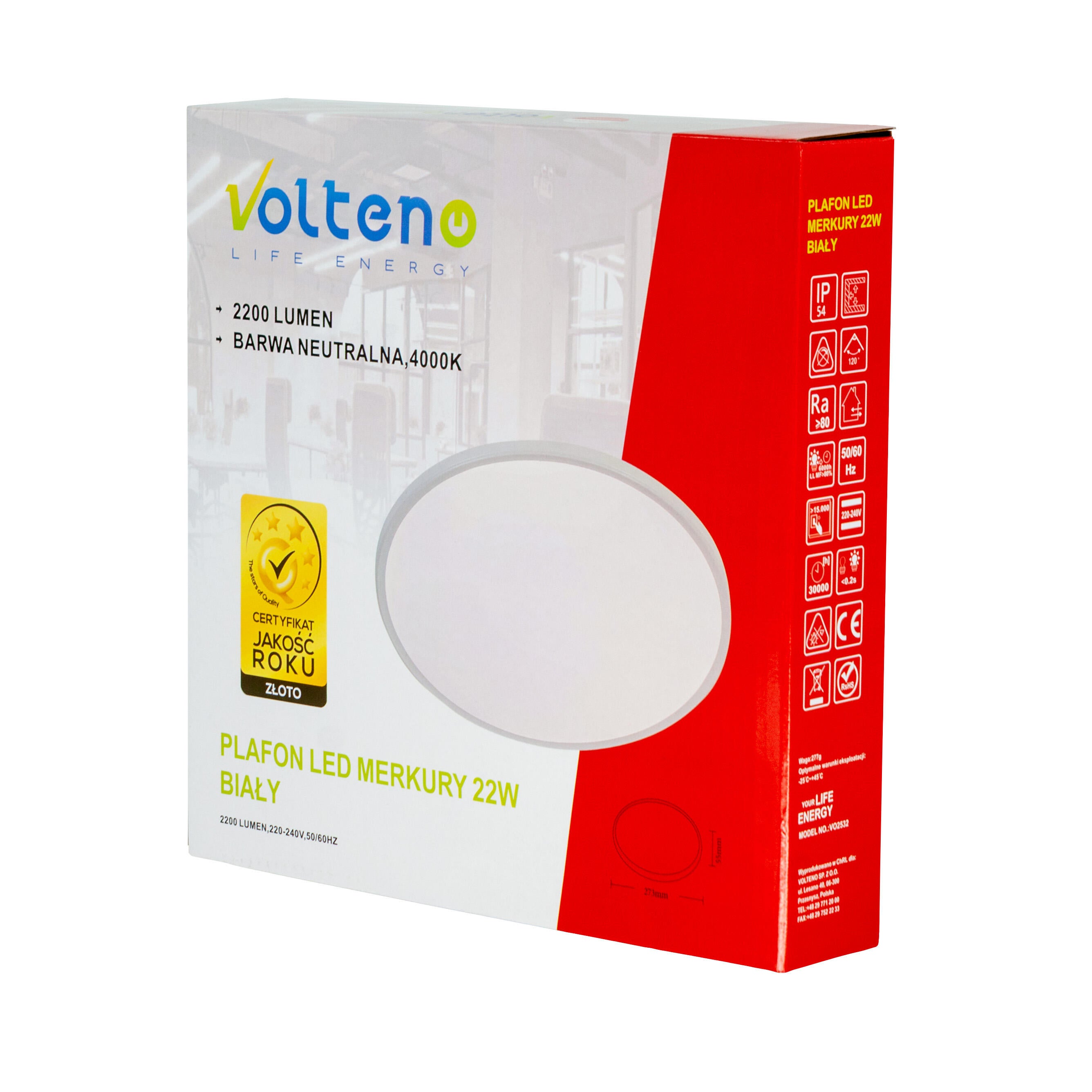 Plafon LED Merkury 22W 2200 lm IP54 - 2