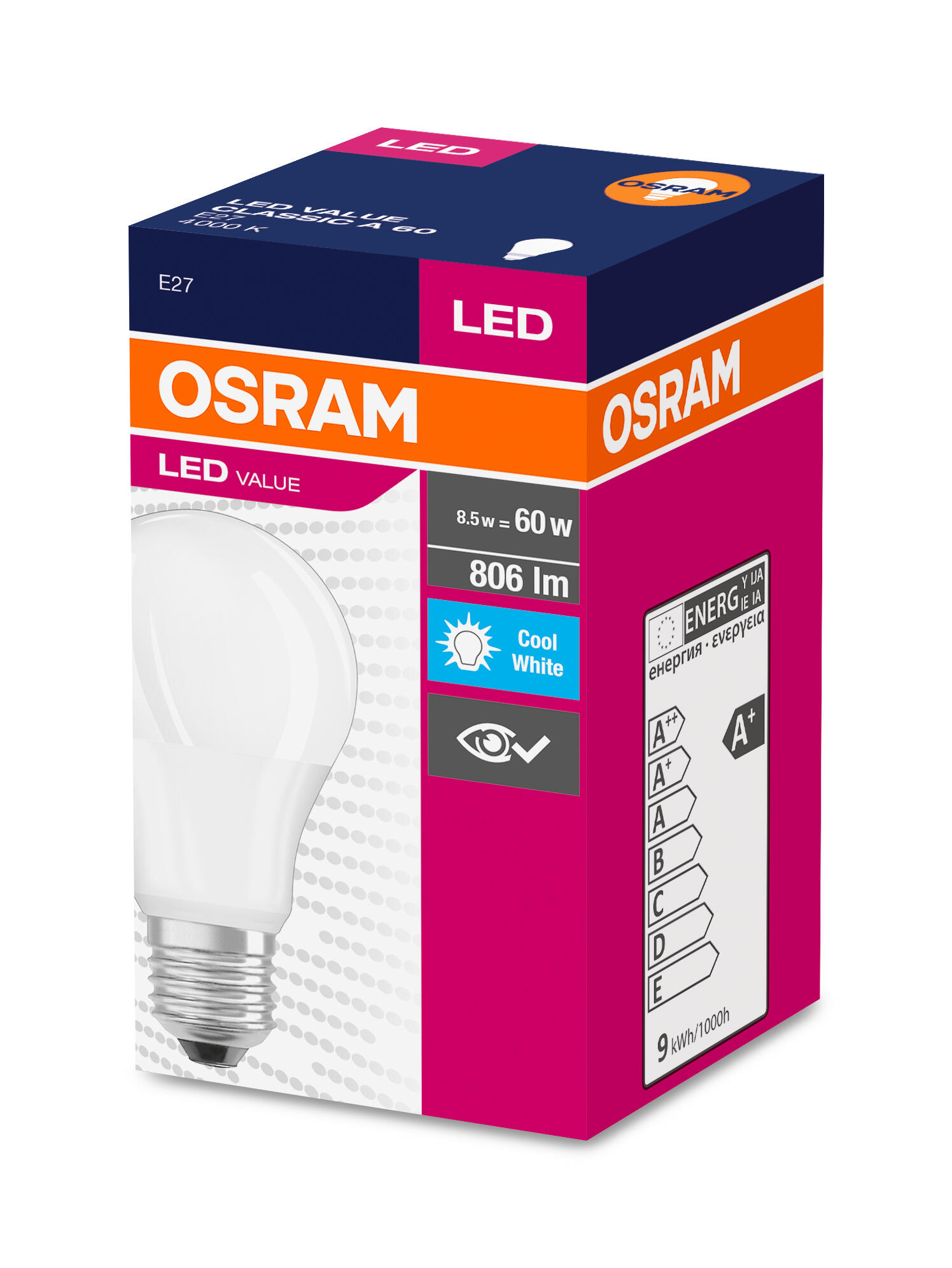 Żarówka LED E27 A60 8,5W 806lm 4000K - 3