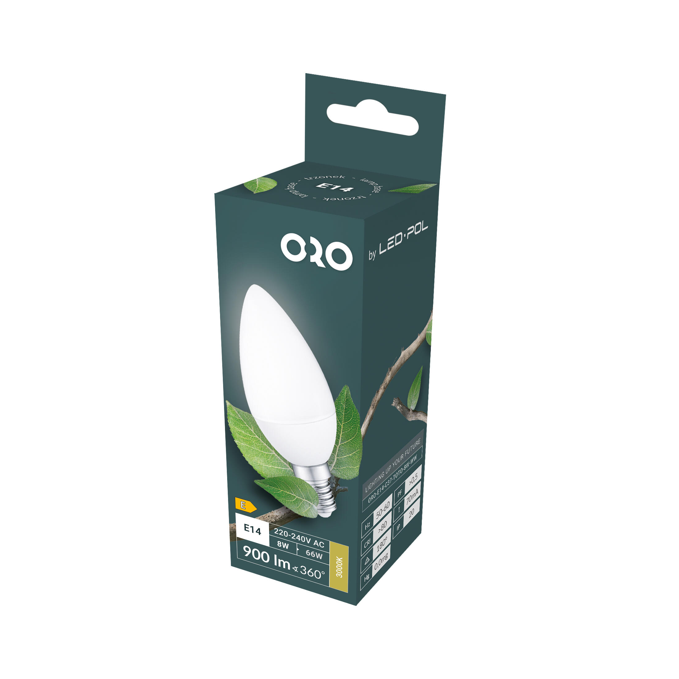 Żarówka LED E14 świeca 8W 900lm 3000K - 2