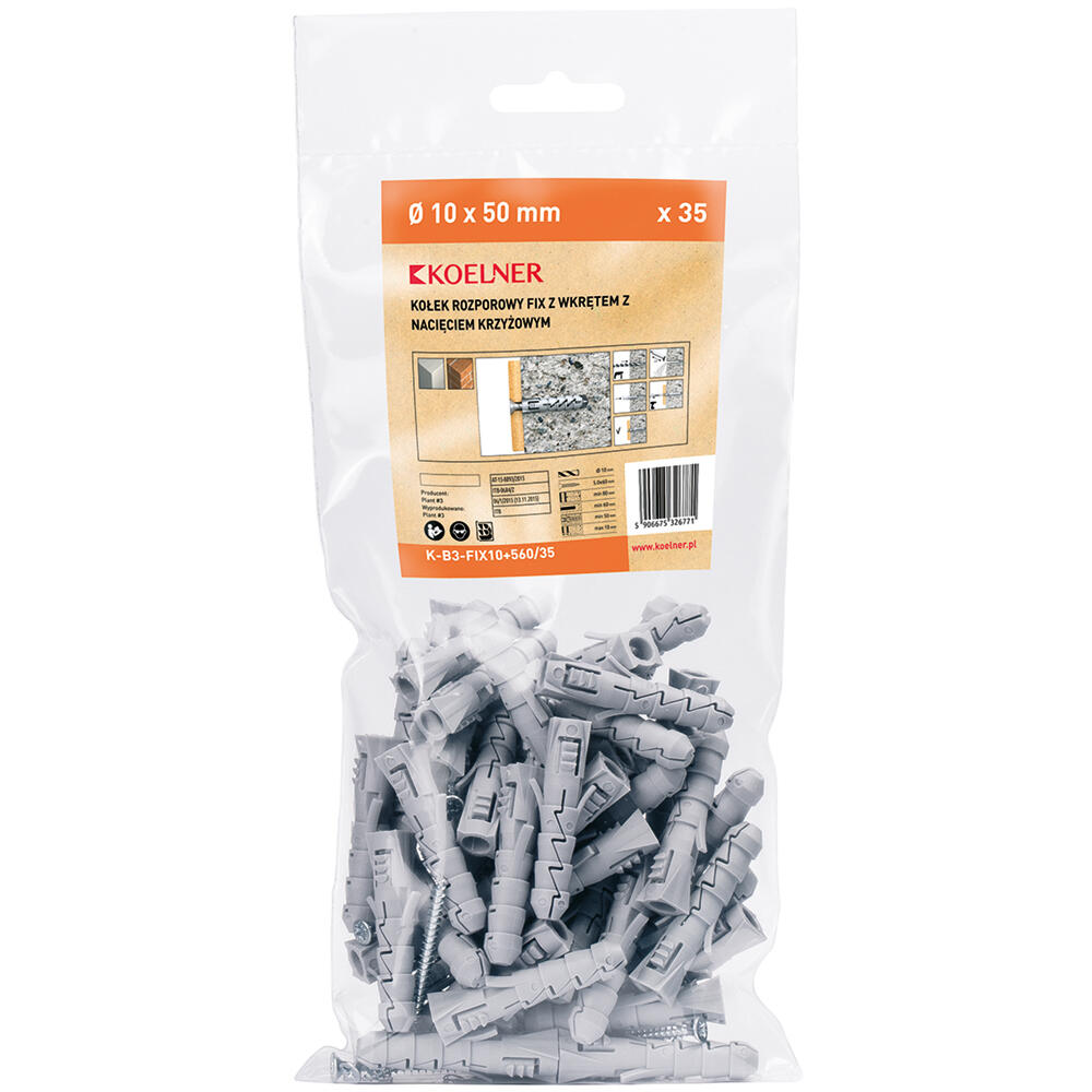 Kołek rozporowy fi 10 mm z wkrętem 5.0x60 mm (35 szt.)  - 2
