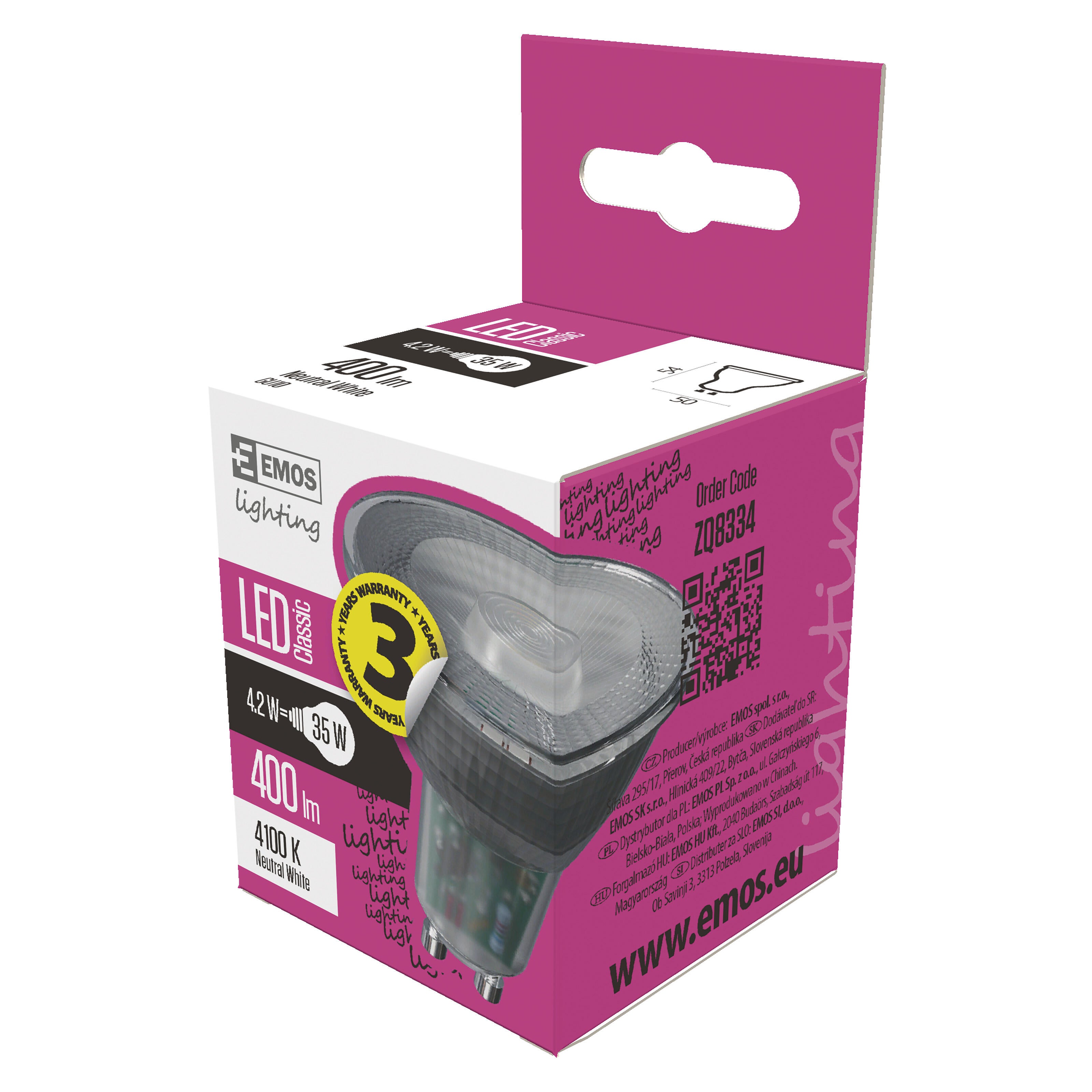 Żarówka LED GU10 4,2W 333lm 4000Kszklana - 3