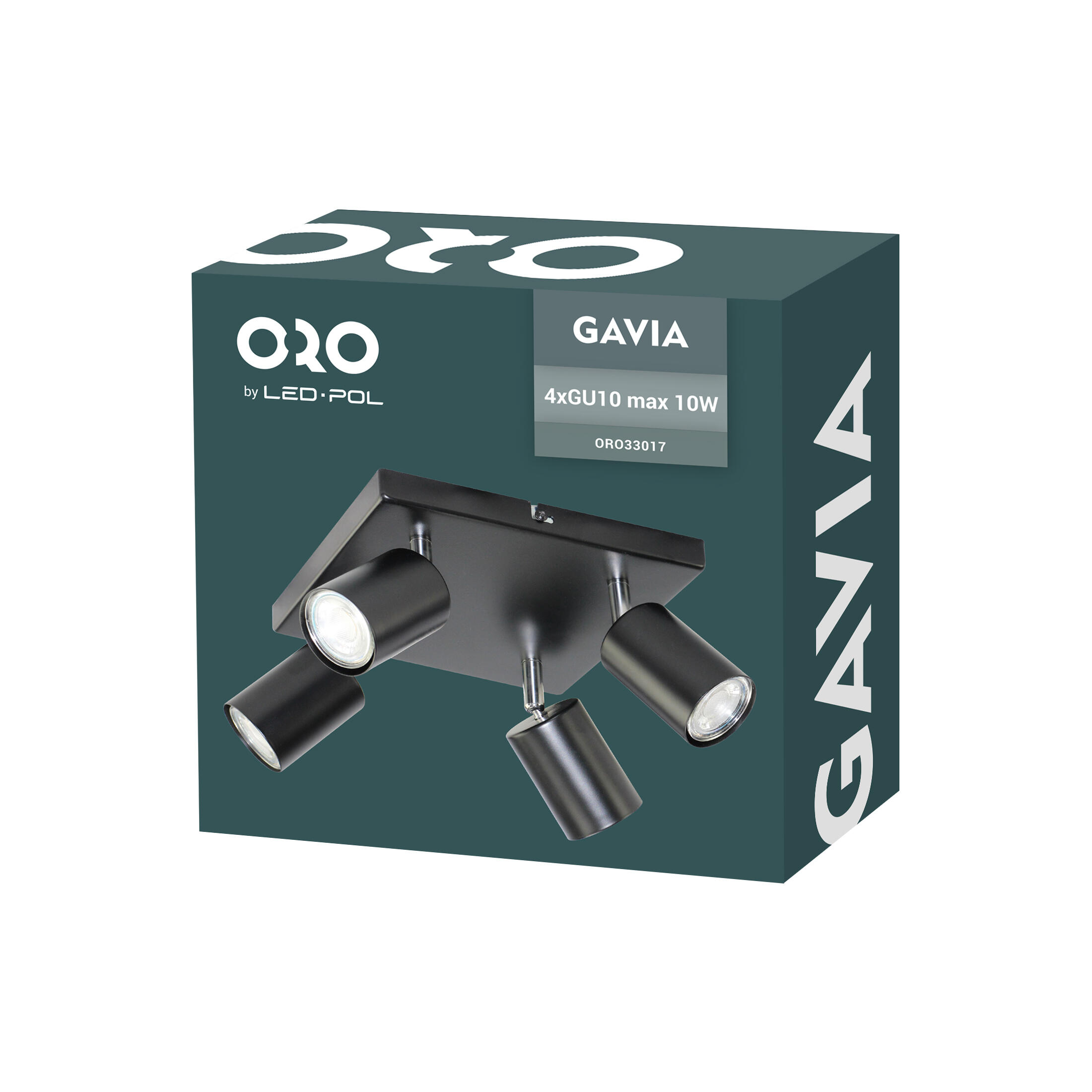 Lampa ścienno-sufitowa GAVIA 4xGU10 kolor czarny, kinkiet, obrotowy - 2