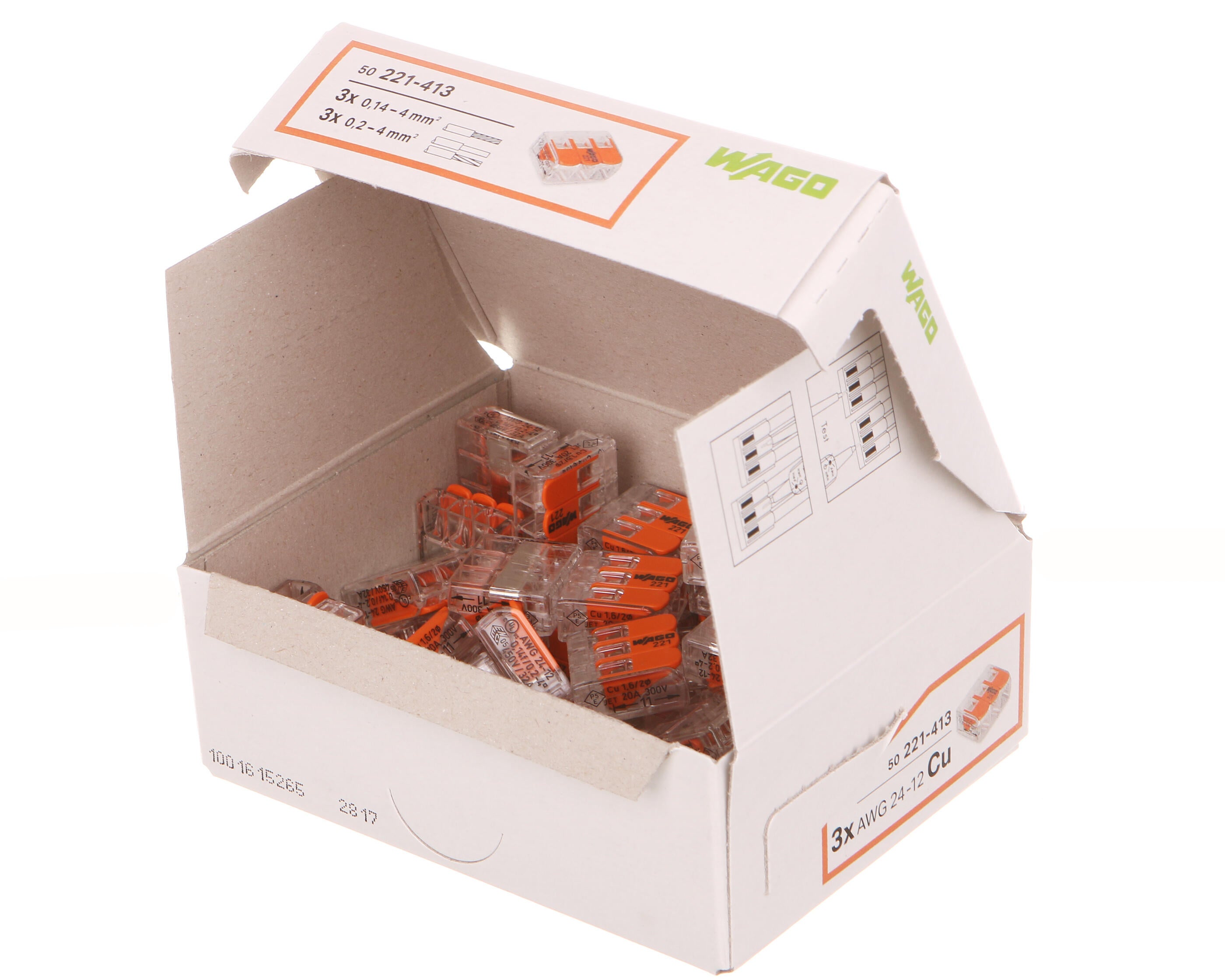 Szybkozłączka z zamkiem Wago 3x0,2-4mm2 50szt - 2