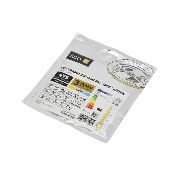Taśma LED 12V COB 10W 1000LM/M 4000K IP65 5m KO - 4