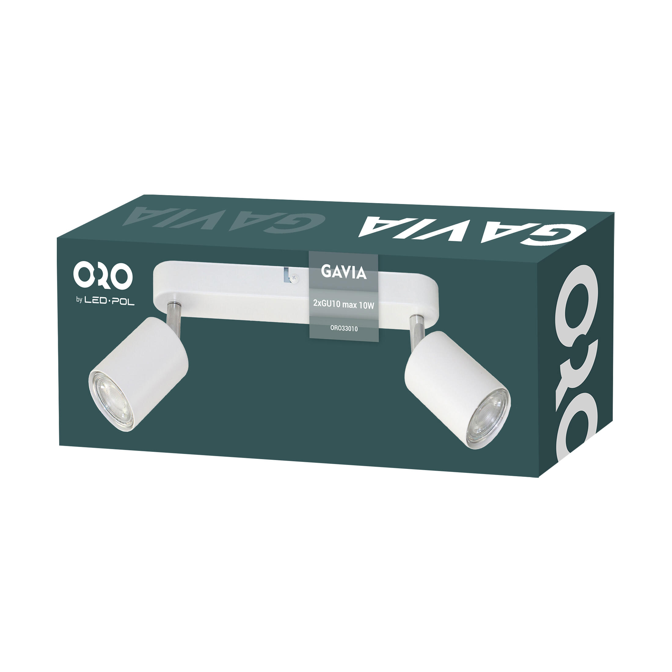 Lampa ścienno-sufitowa GAVIA 2xGU10 kolor biały, listwa, obrotowa - 2