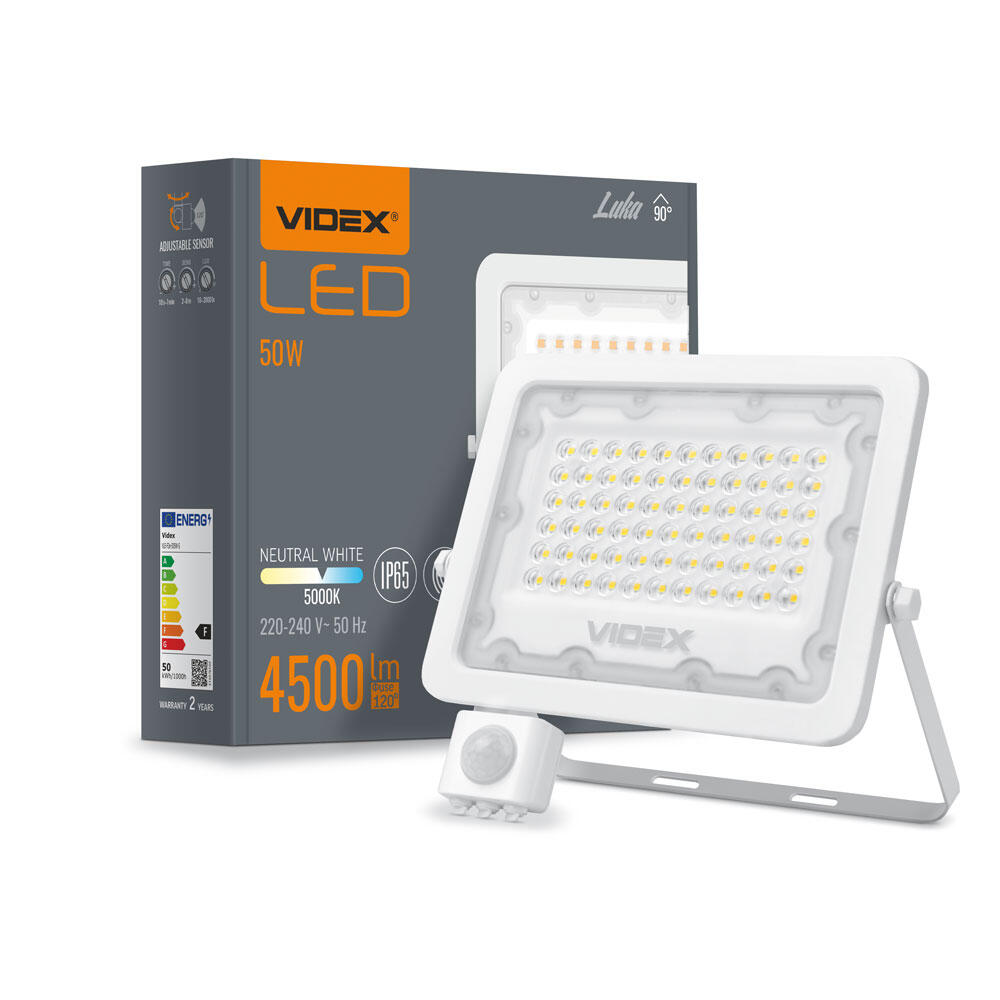 Naświetlacz LED 50W 4500 lm IP65 5000K biały czujnik ruchu PIR obracalny - 5
