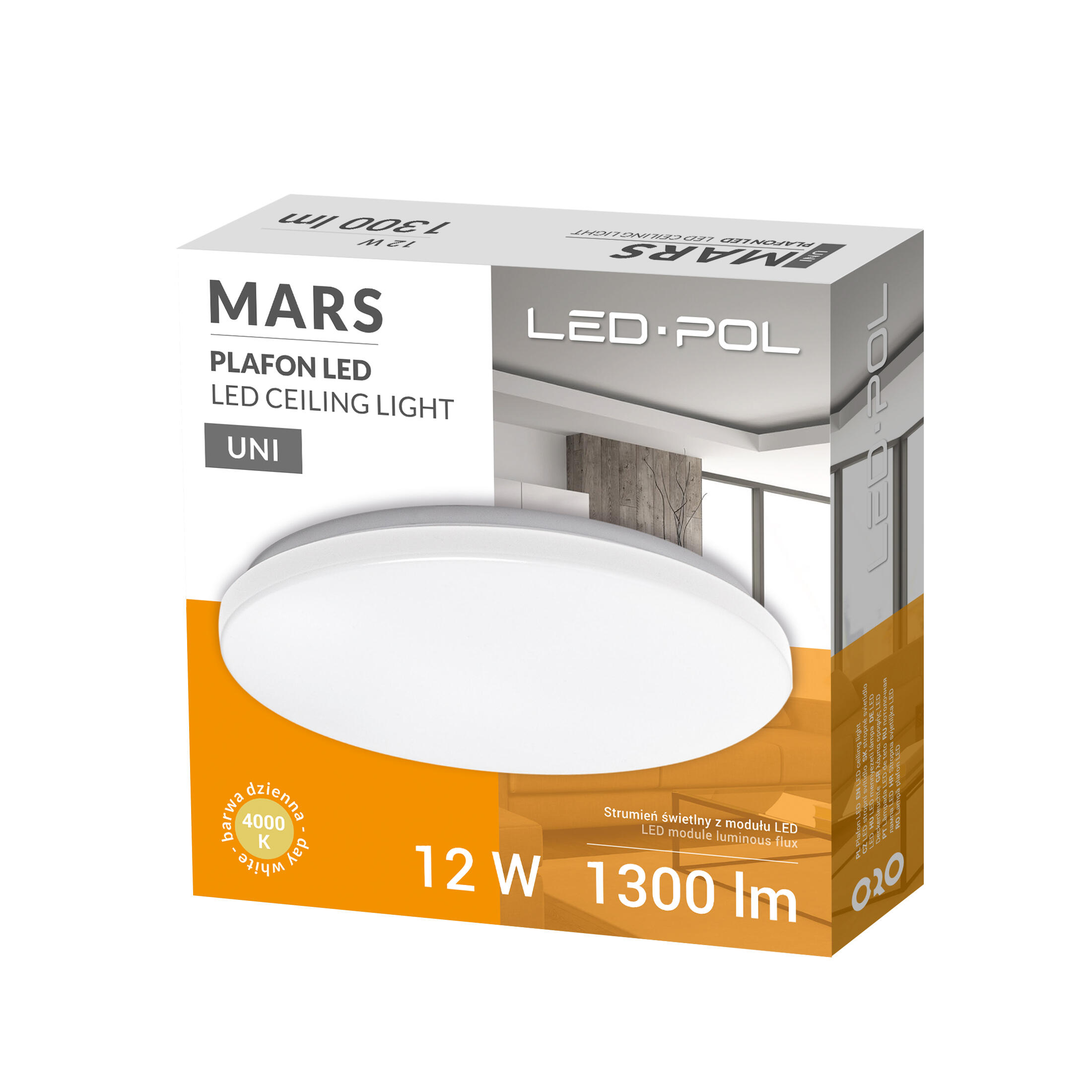 Plafon LED okrągły, 12W, IP20, 4000K, średnica 26cm, strumień użyteczny 840Lm - 3