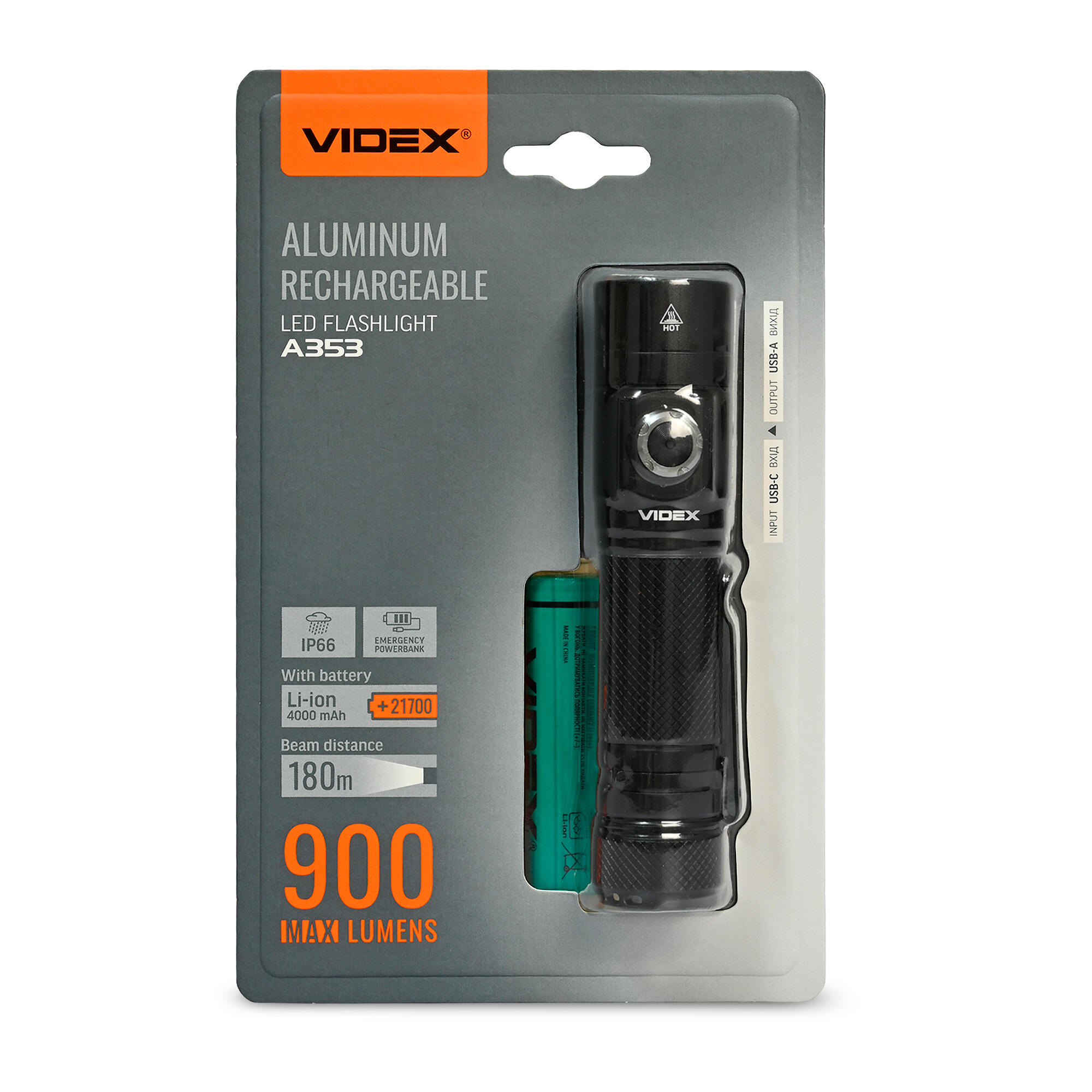 Latarka ręczna 10W 900lm 4000mAh USB-C IP66 - 5