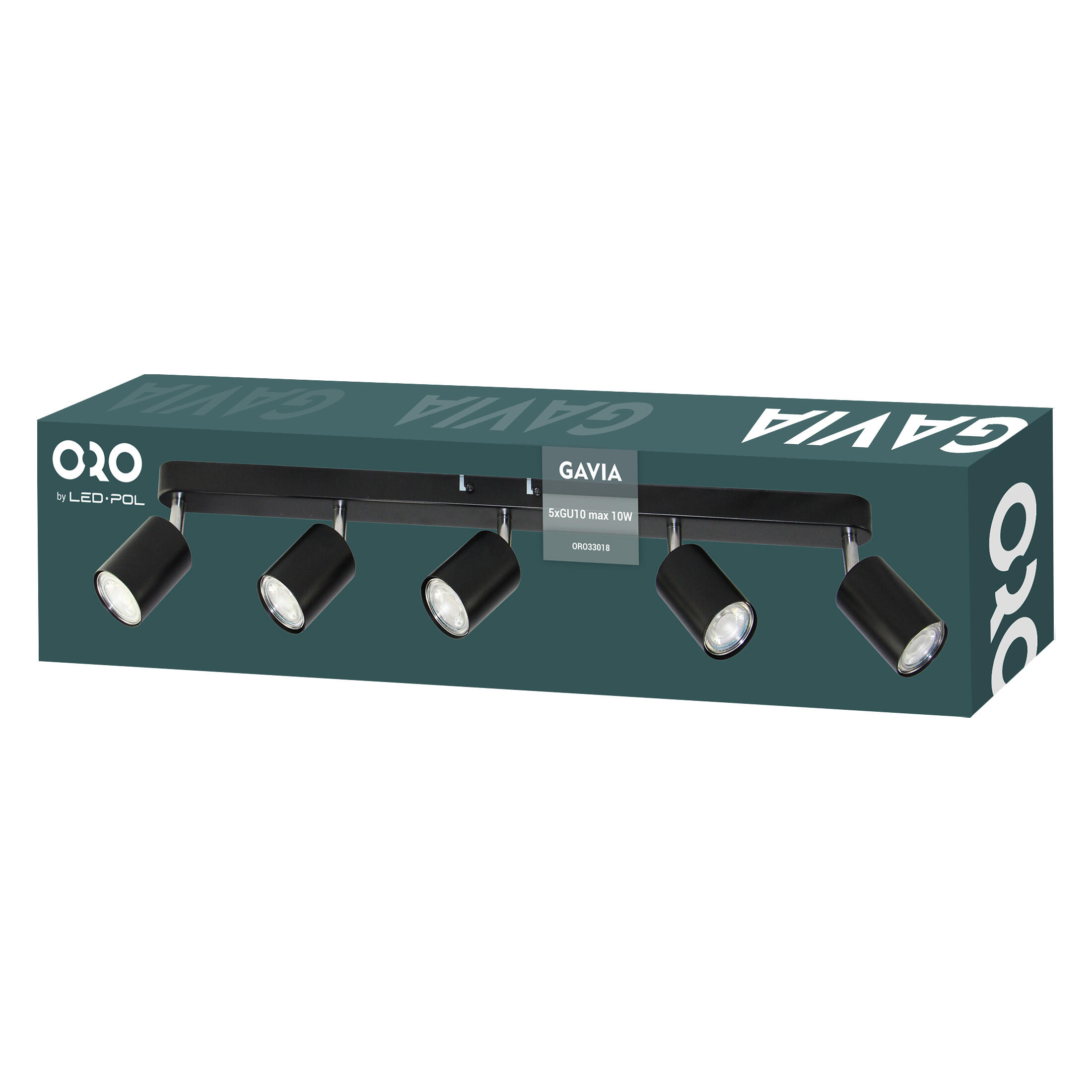Lampa ścienno-sufitowa GAVIA 5xGU10 kolor czarny, listwa, obrotowa - 2