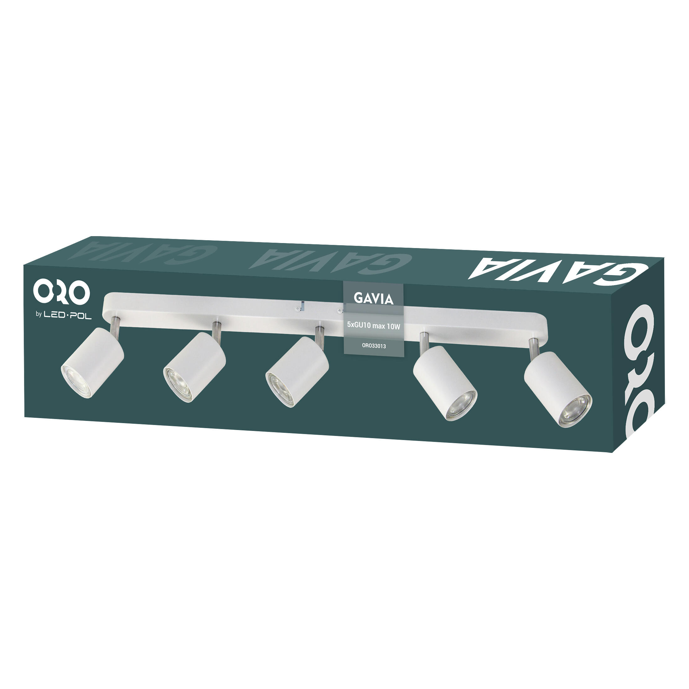 Lampa ścienno-sufitowa GAVIA 5xGU10 kolor biały, listwa, obrotowa - 2