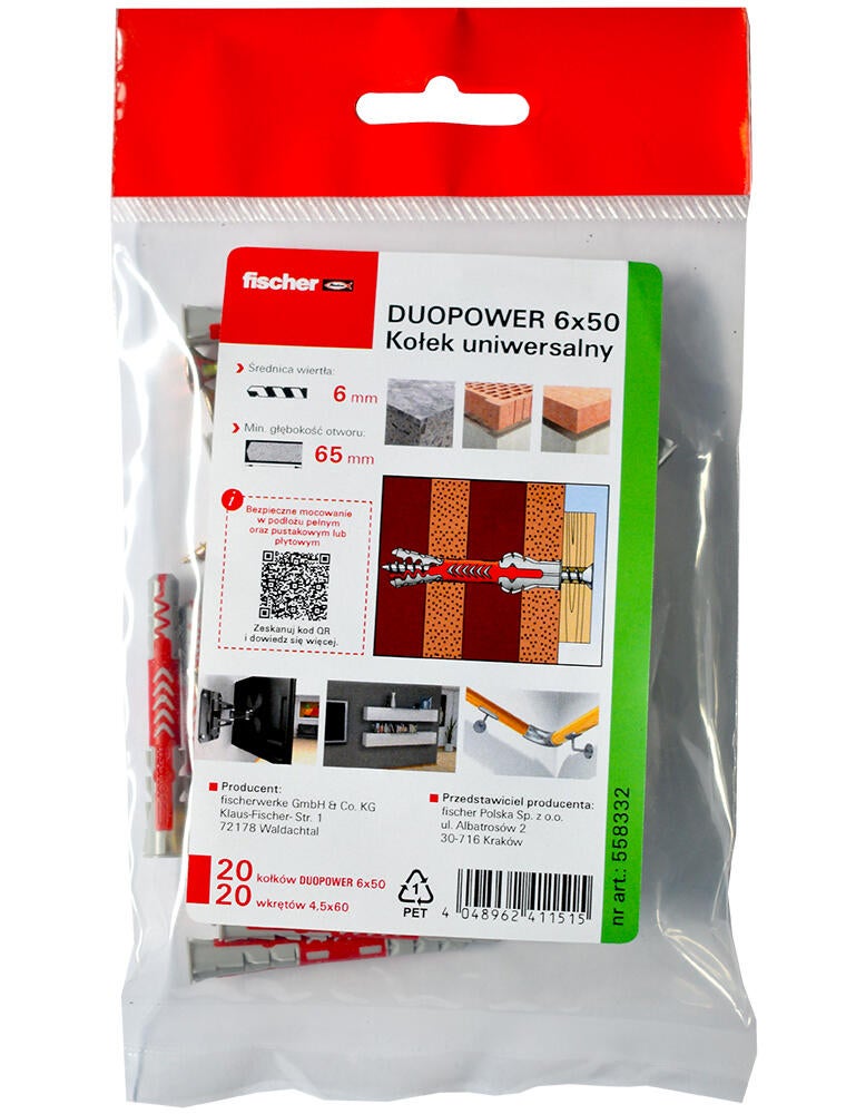 Kołek rozporowy DUOPOWER 6x50 mm z wkrętem (20 szt.) - 2