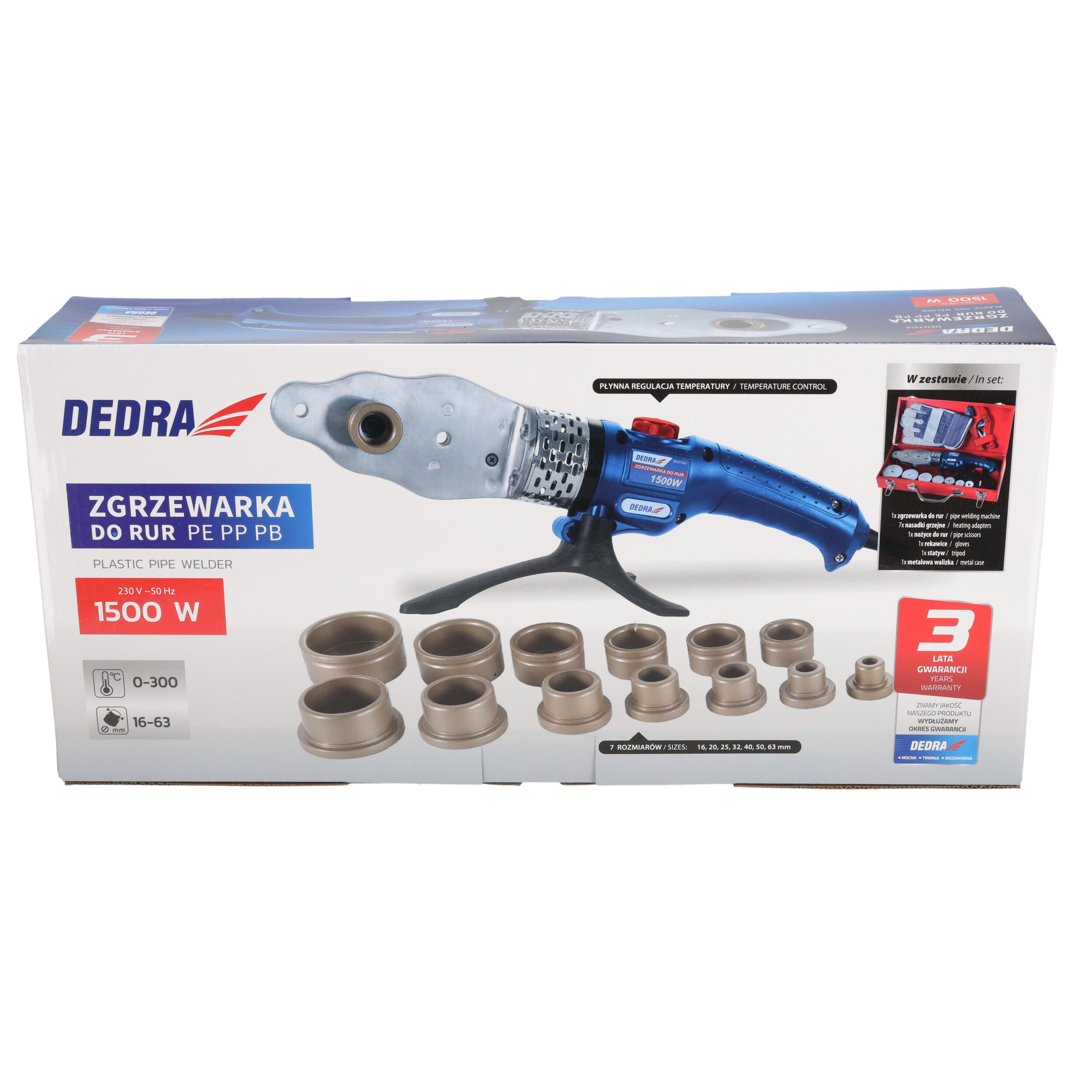 Zgrzewarka do rur 1500W 16-63 mm Dedra - 3