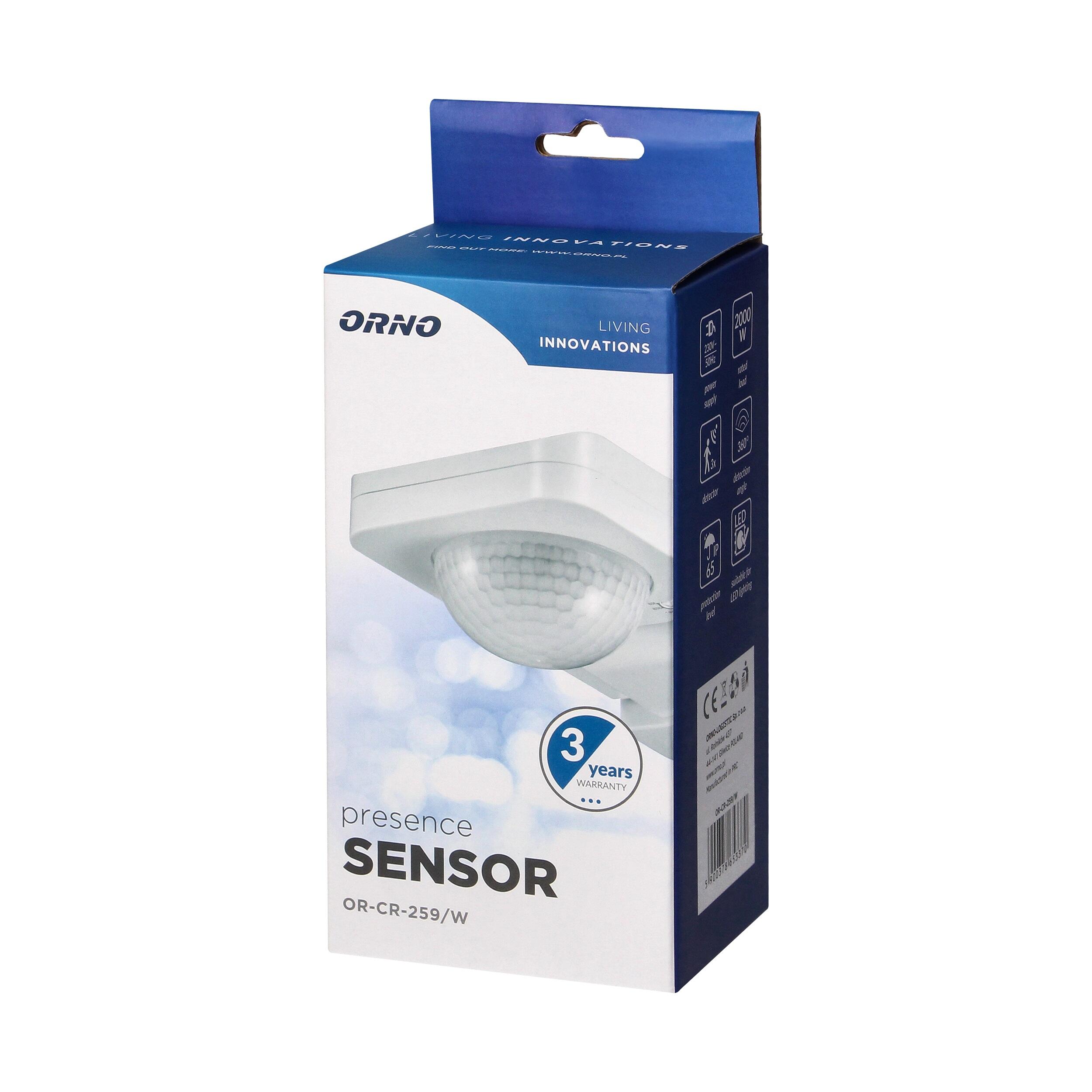 Czujnik ruchu 360 stopni, IP65, max 2000W, max zasięg 20metrów, kolor biały - 3