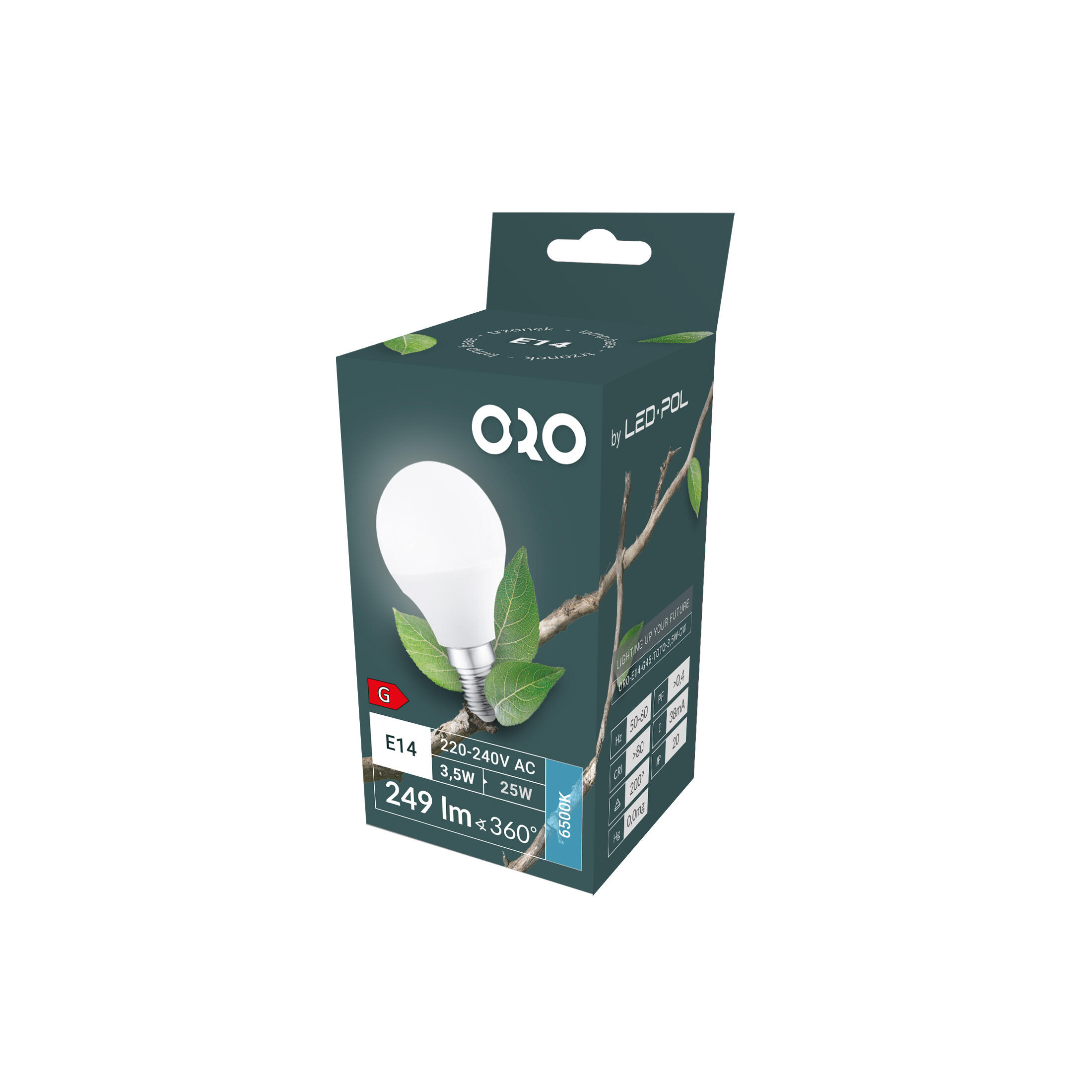 Żarówka LED E14 kulka 3,5W 249lm 6500K - 2