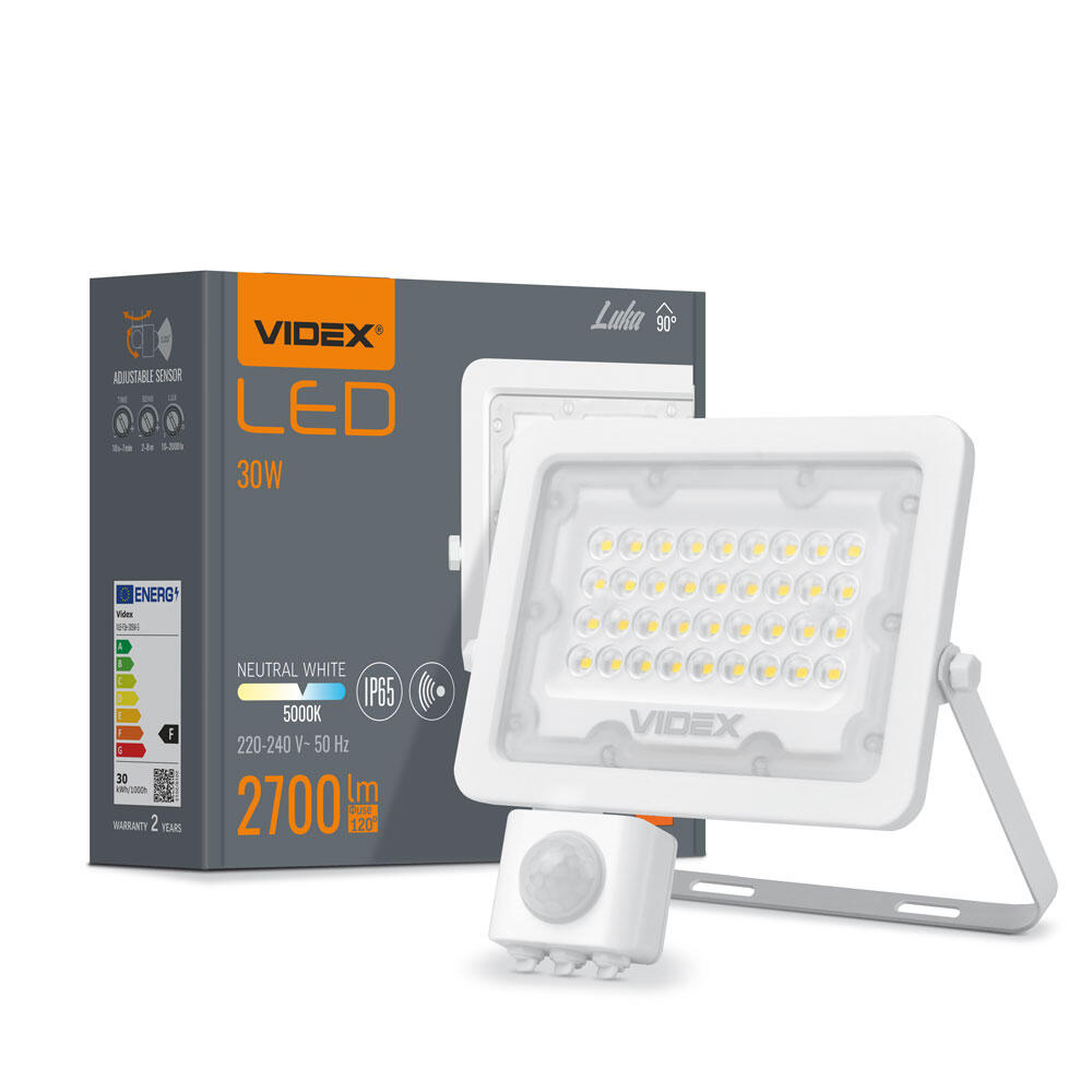 Naświetlacz LED 30W 2700 lm IP65 5000K biały czujnik ruchu PIR obracalny - 5