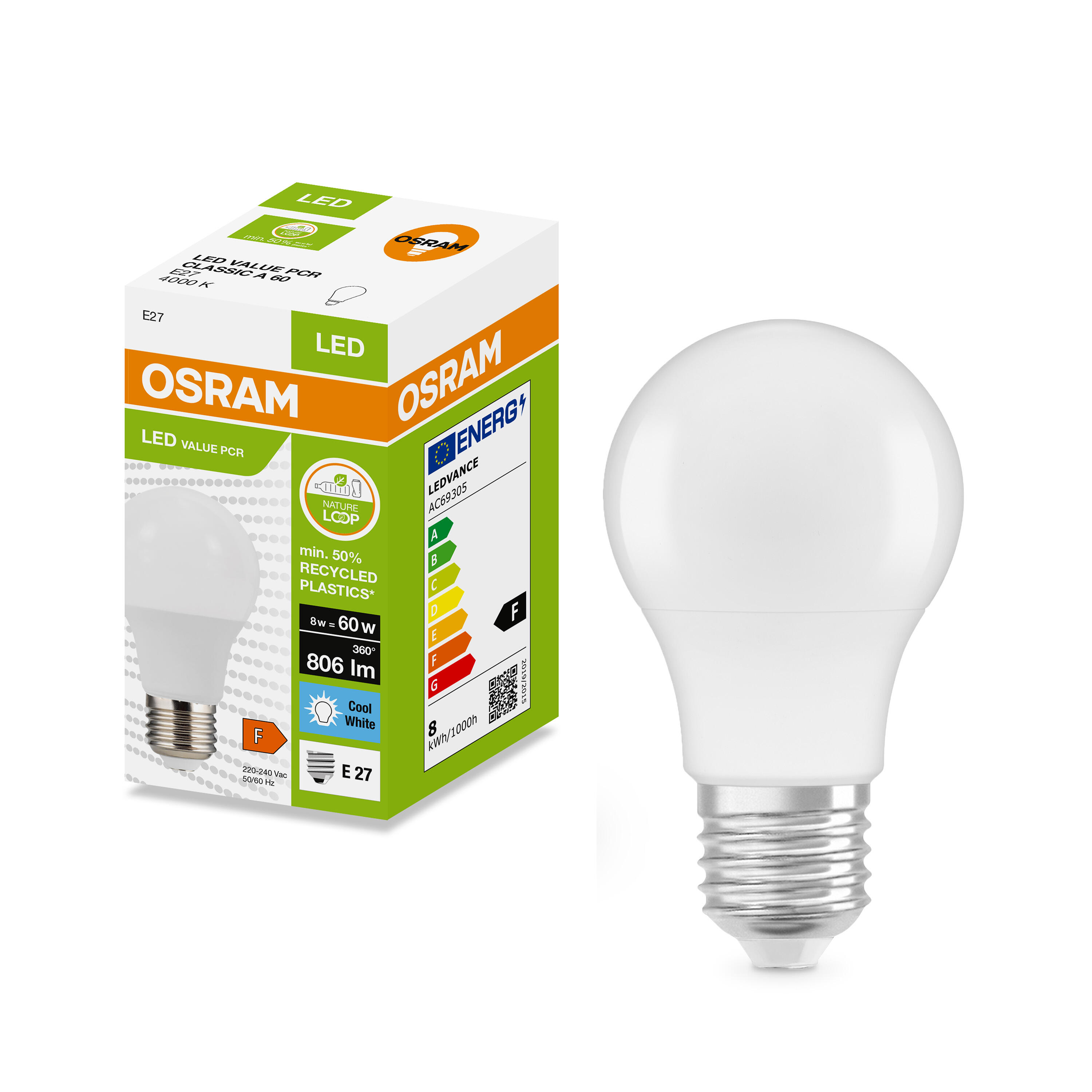 Żarówka LED E27 A60 8W 806lm 4000K - 2