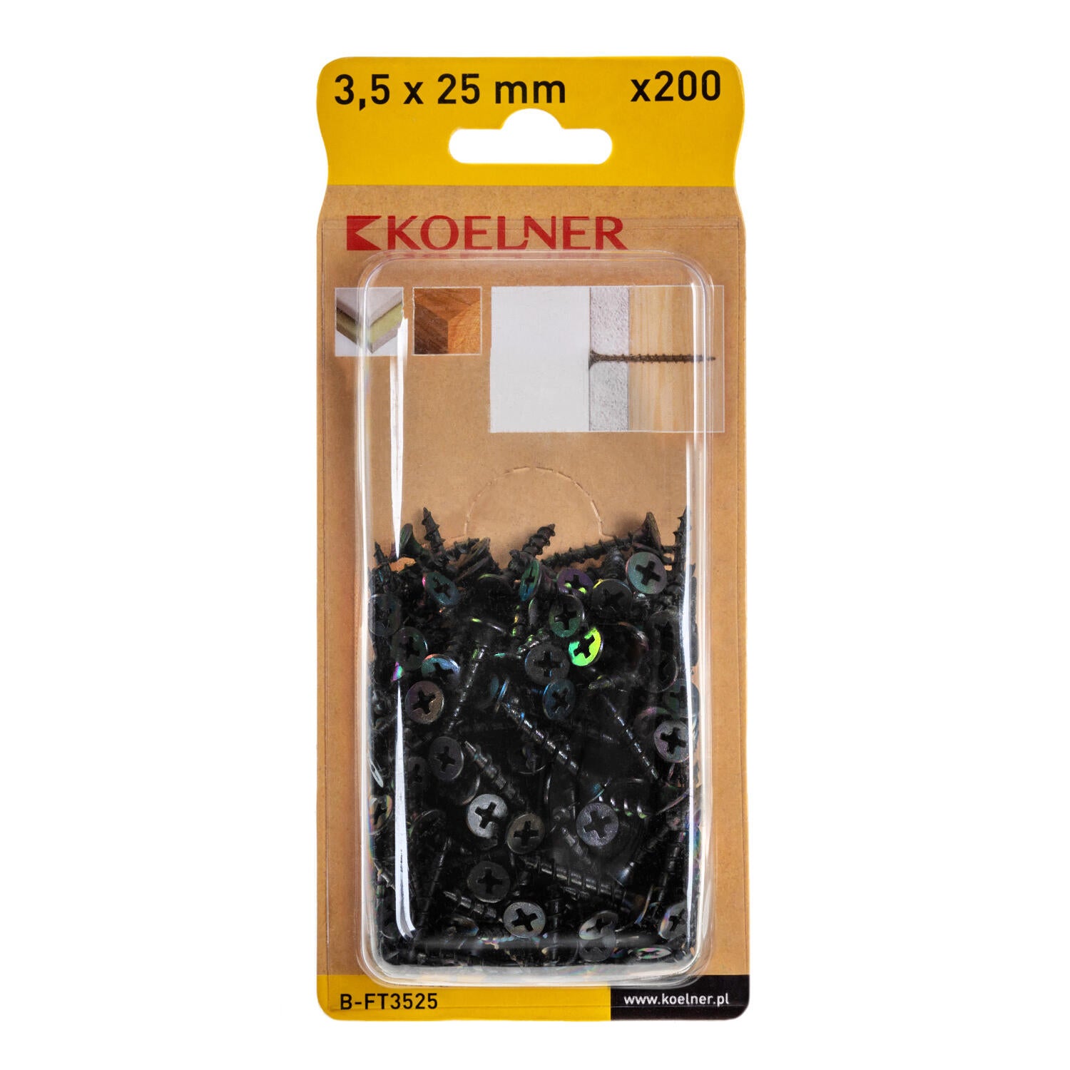 Wkręt do płyt G/K 3.5x25 mm z gwintem do drewna (200 szt.) - 2