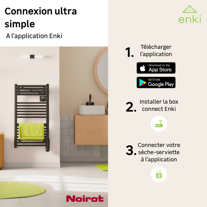 étapes pour connecté son sèche-serviette à l'application Enki