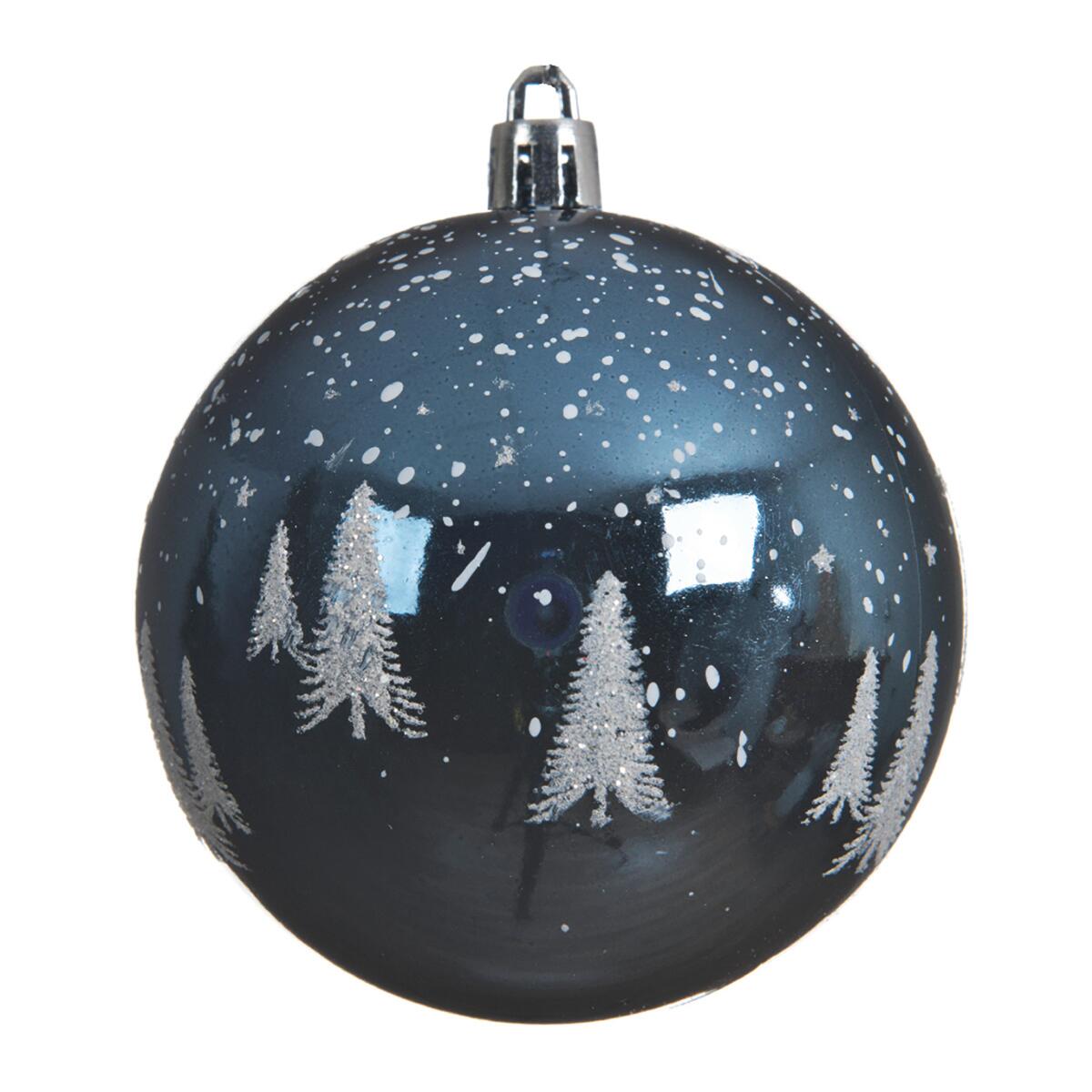 Dekohelden24 Palline Di Natale Soffiate A Mano – Set Da 4 Blu Opaco Con Scena Natalizia – 7 Cm