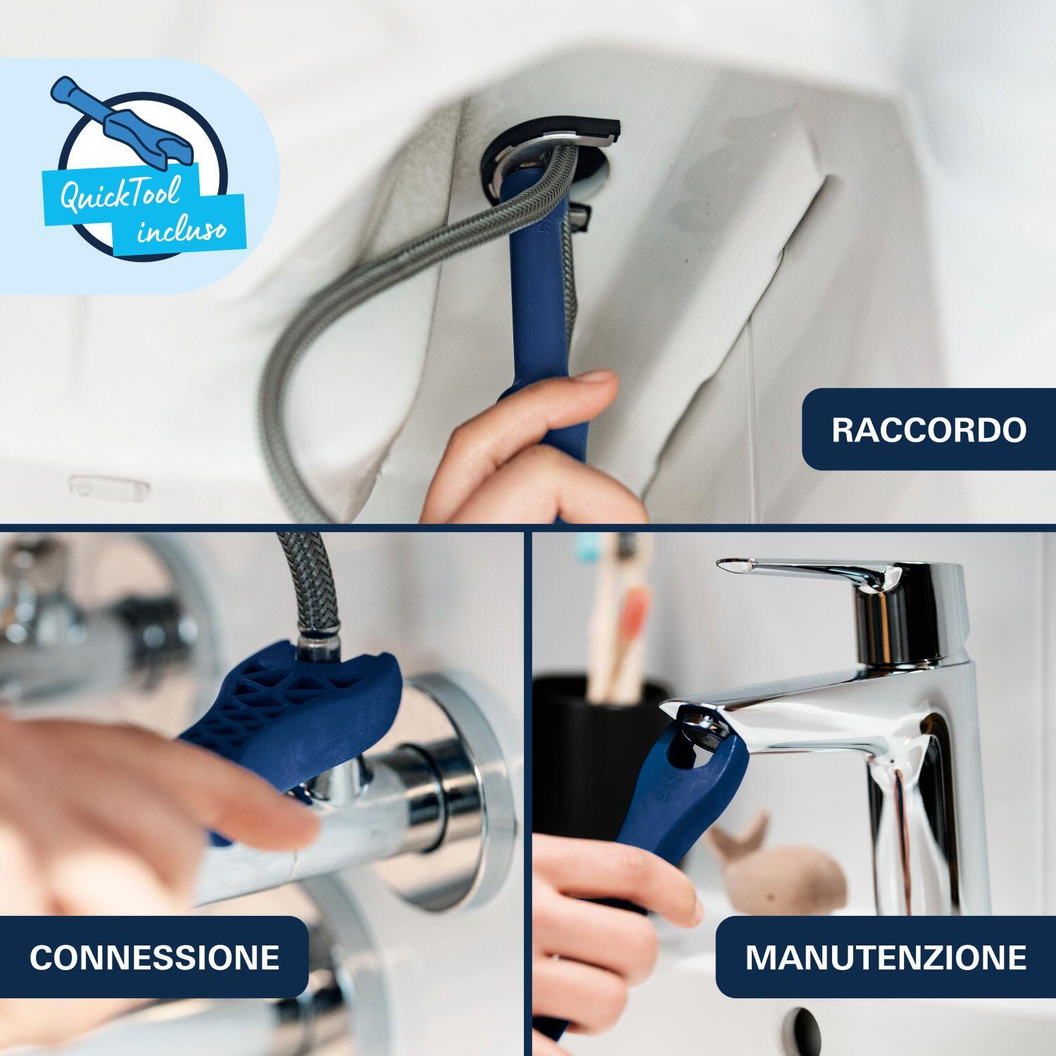 Rubinetto per lavabo a canna media getto aerato Clova Pulse cromato lucido GROHE H 15 cm - 14
