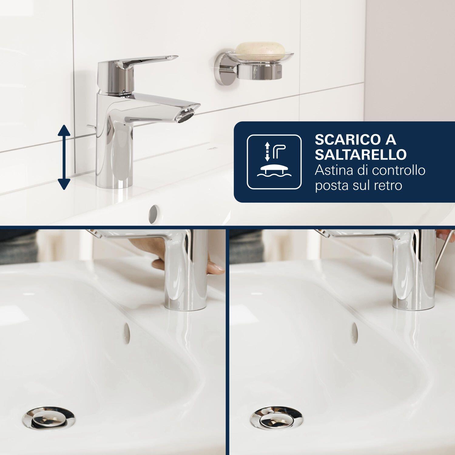 Rubinetto per lavabo a canna media getto aerato Clova Pulse cromato lucido GROHE H 15 cm - 12