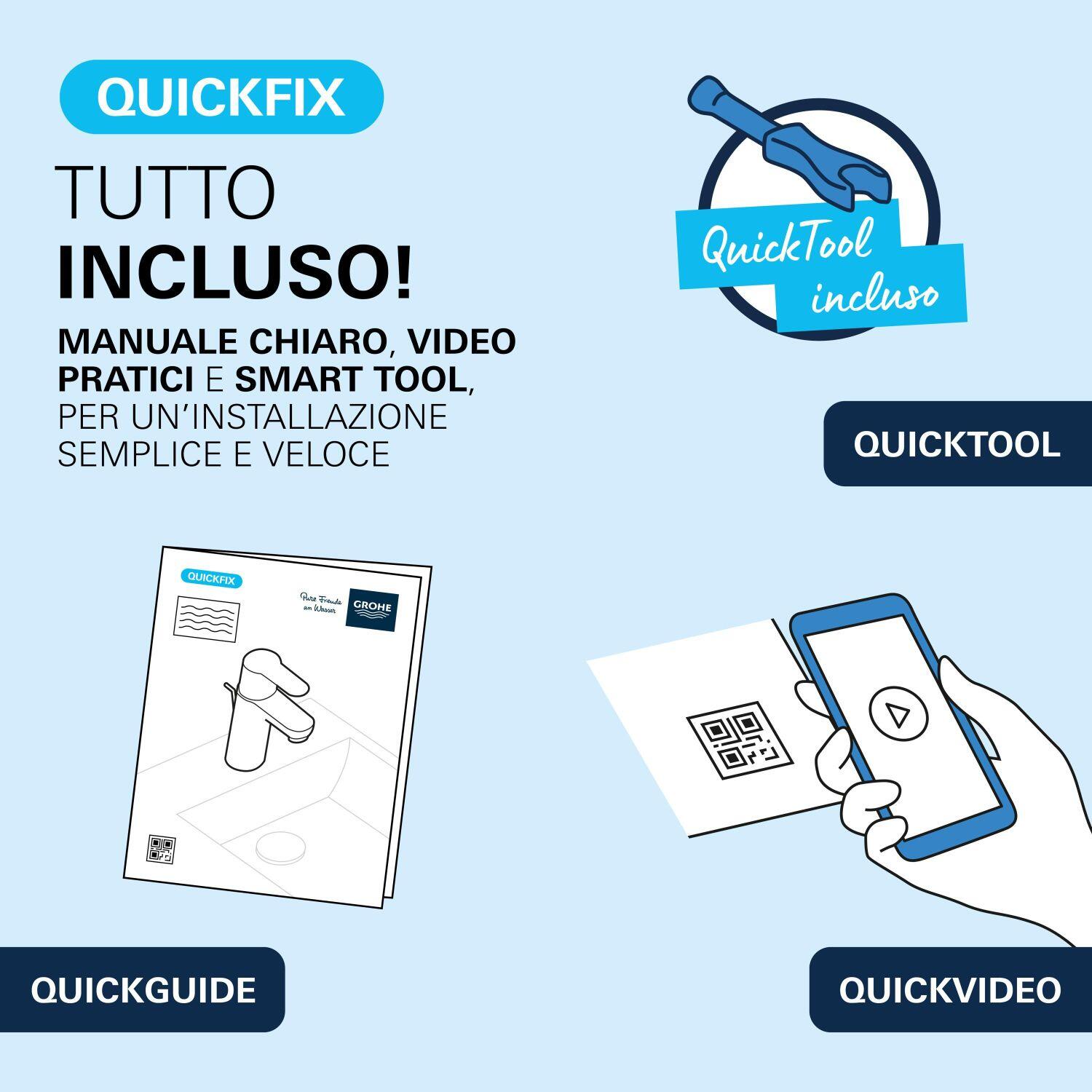 Rubinetto per lavabo a canna media getto aerato Clova Pulse cromato lucido GROHE H 15 cm - 11
