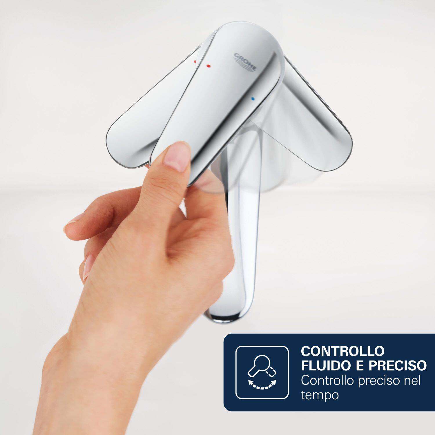 Rubinetto per lavabo a canna media getto aerato Clova Pulse cromato lucido GROHE H 15 cm - 10