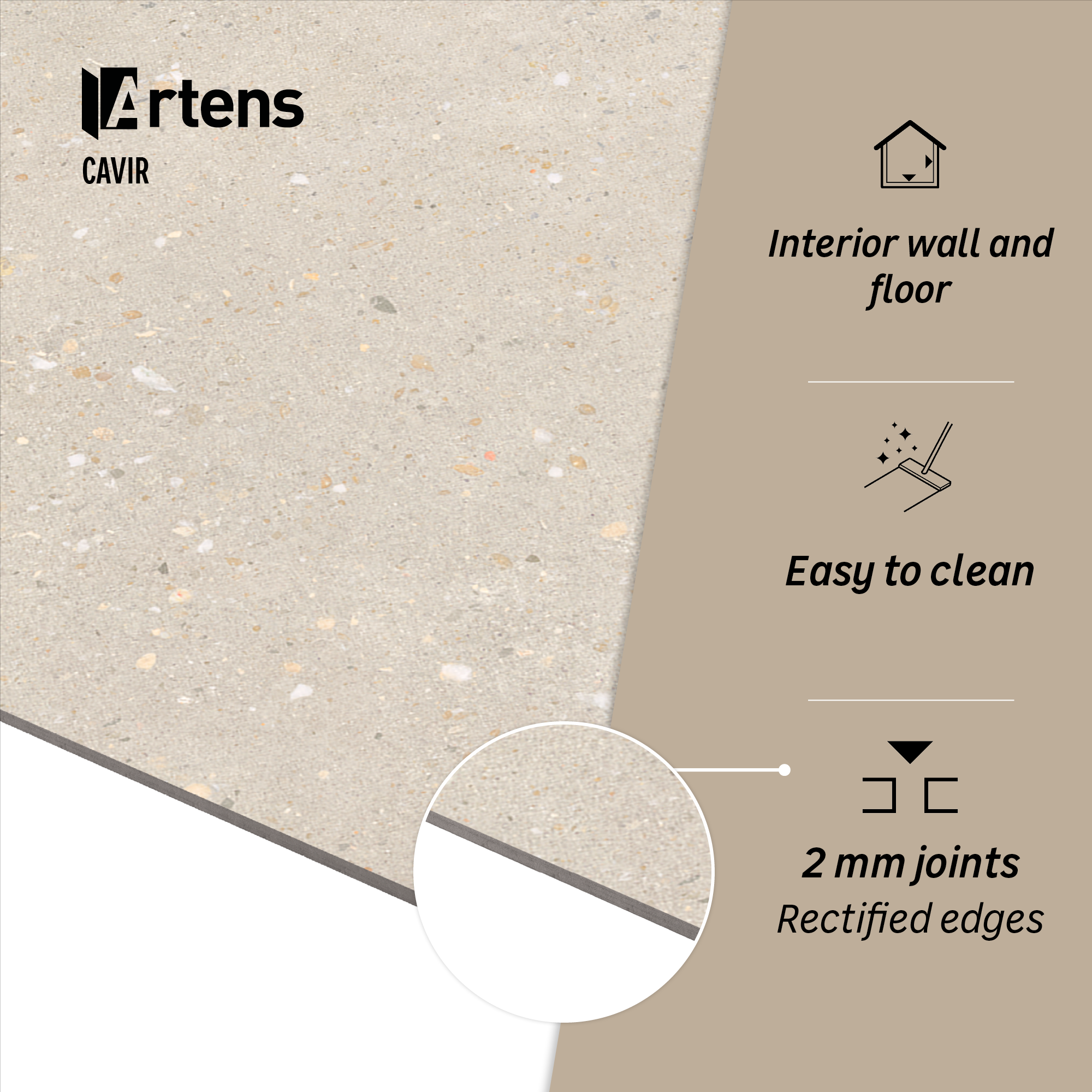 Pavimento cerâmico bege mate 60x120 cm Artens Cavir - 8