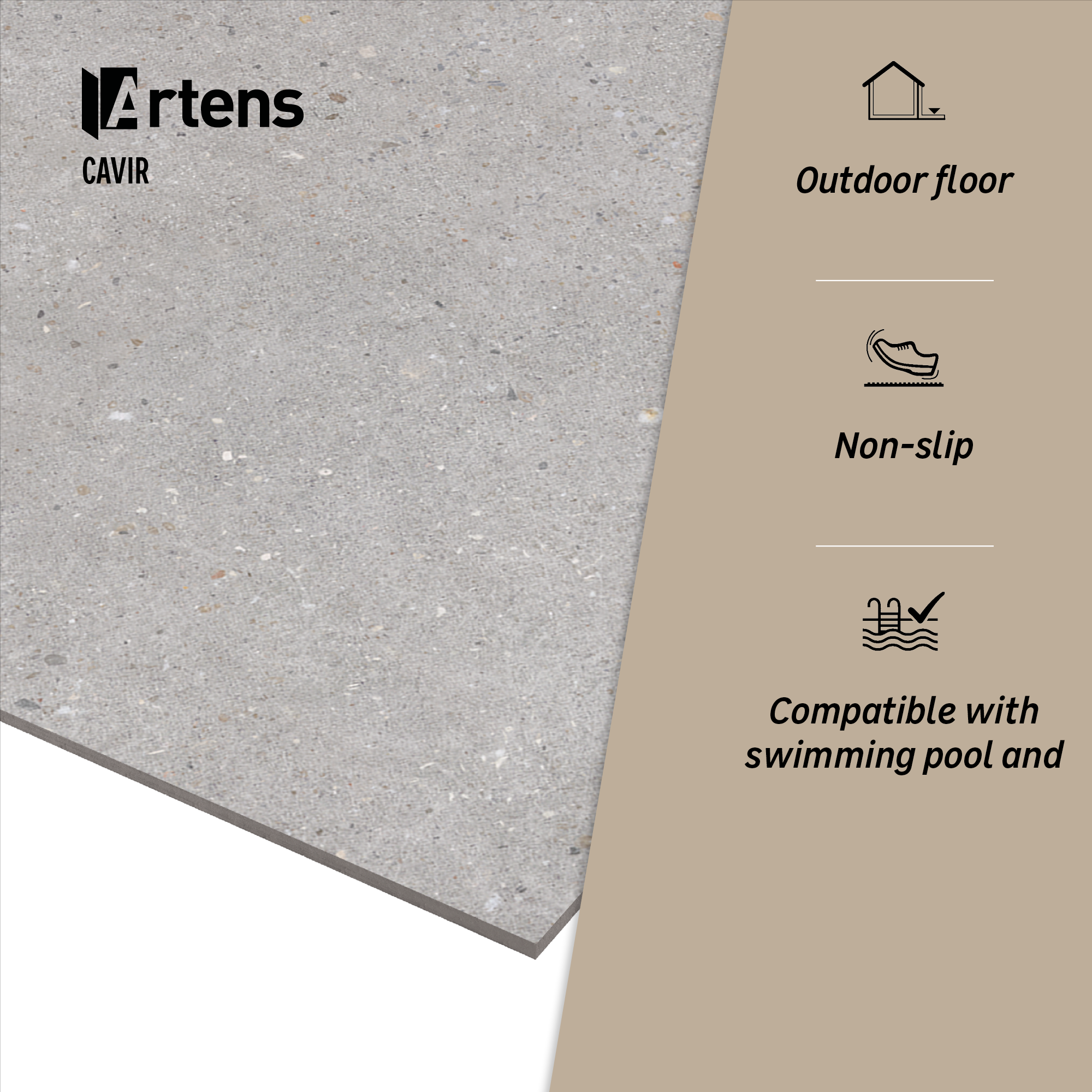 Pavimento cerâmico exterior cinzento mate 60x120 cm Artens Cavir - 9