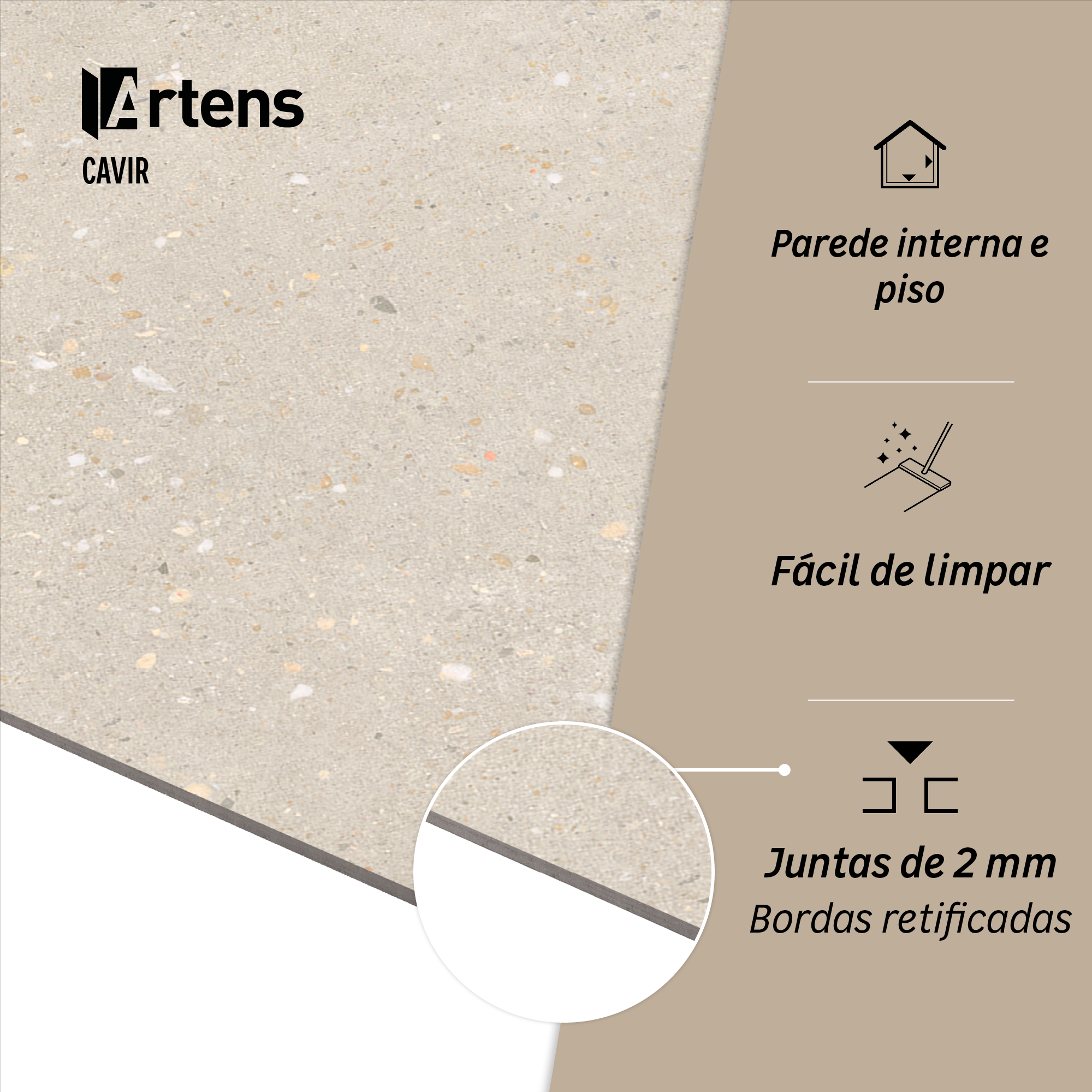 Pavimento cerâmico bege mate 60x120 cm Artens Cavir - 4