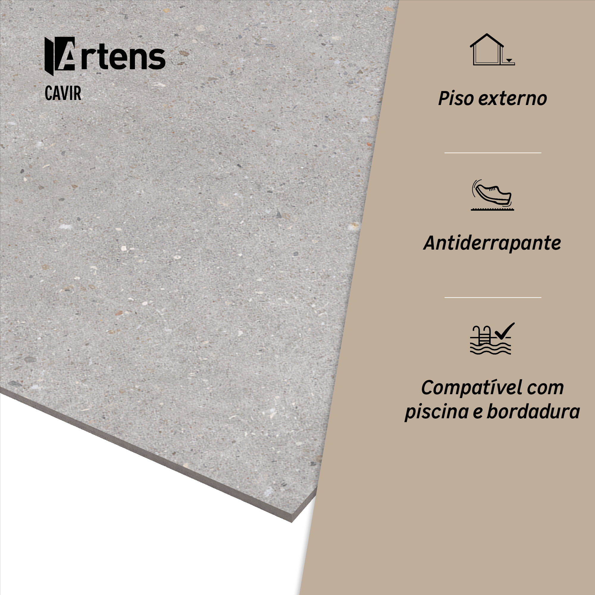 Pavimento cerâmico exterior cinzento mate 60x120 cm Artens Cavir - 4