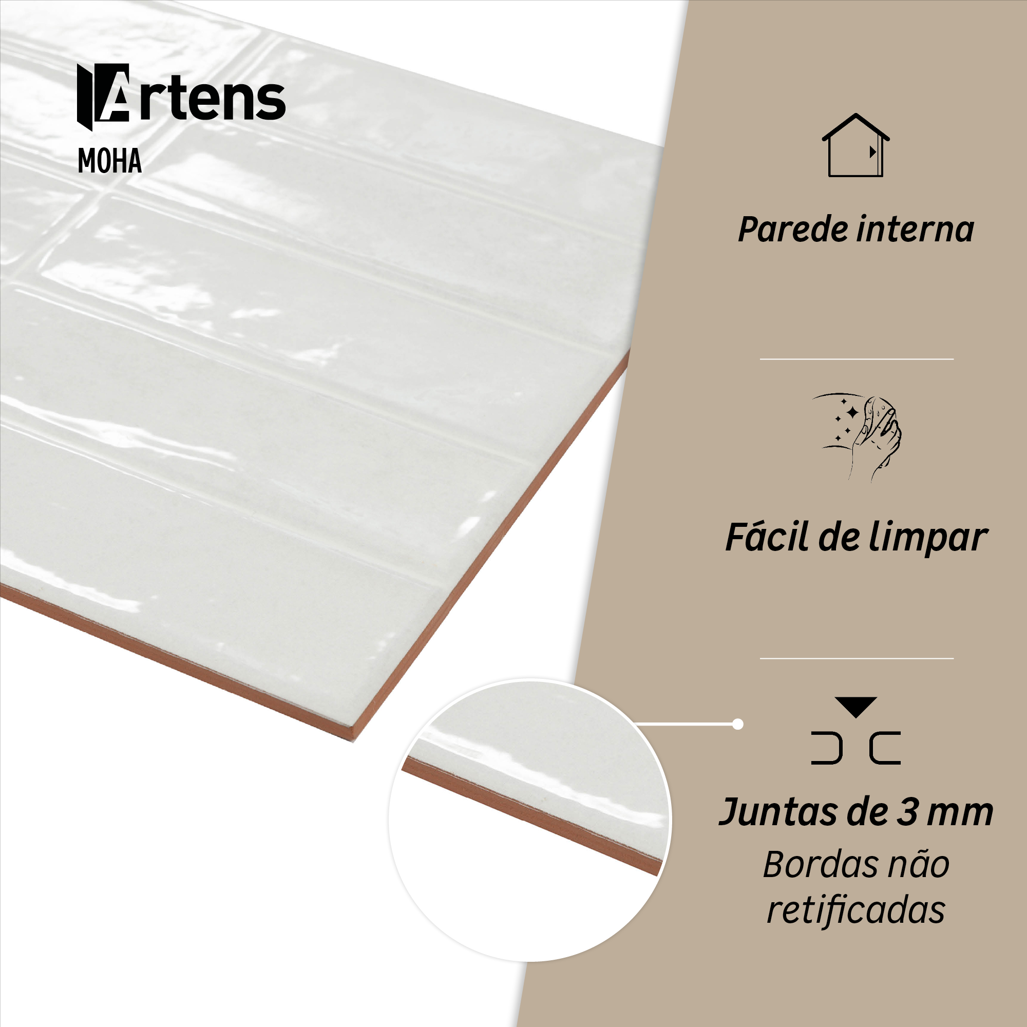 Revestimento cerâmico branco Forte 31.6x60 cm Artens Moha - 4